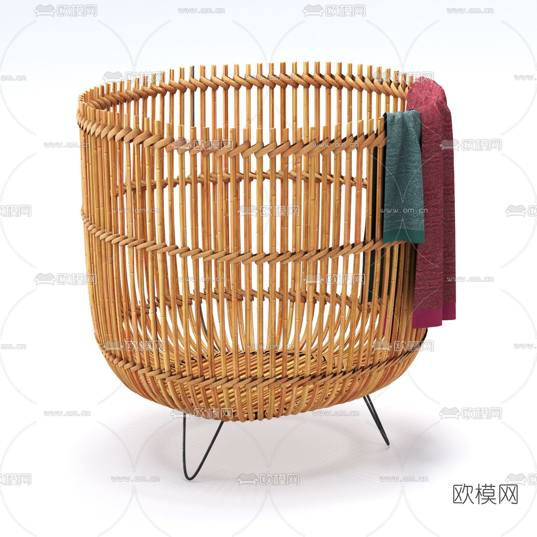 东南亚编织衣服收纳筐免费3d模型下载