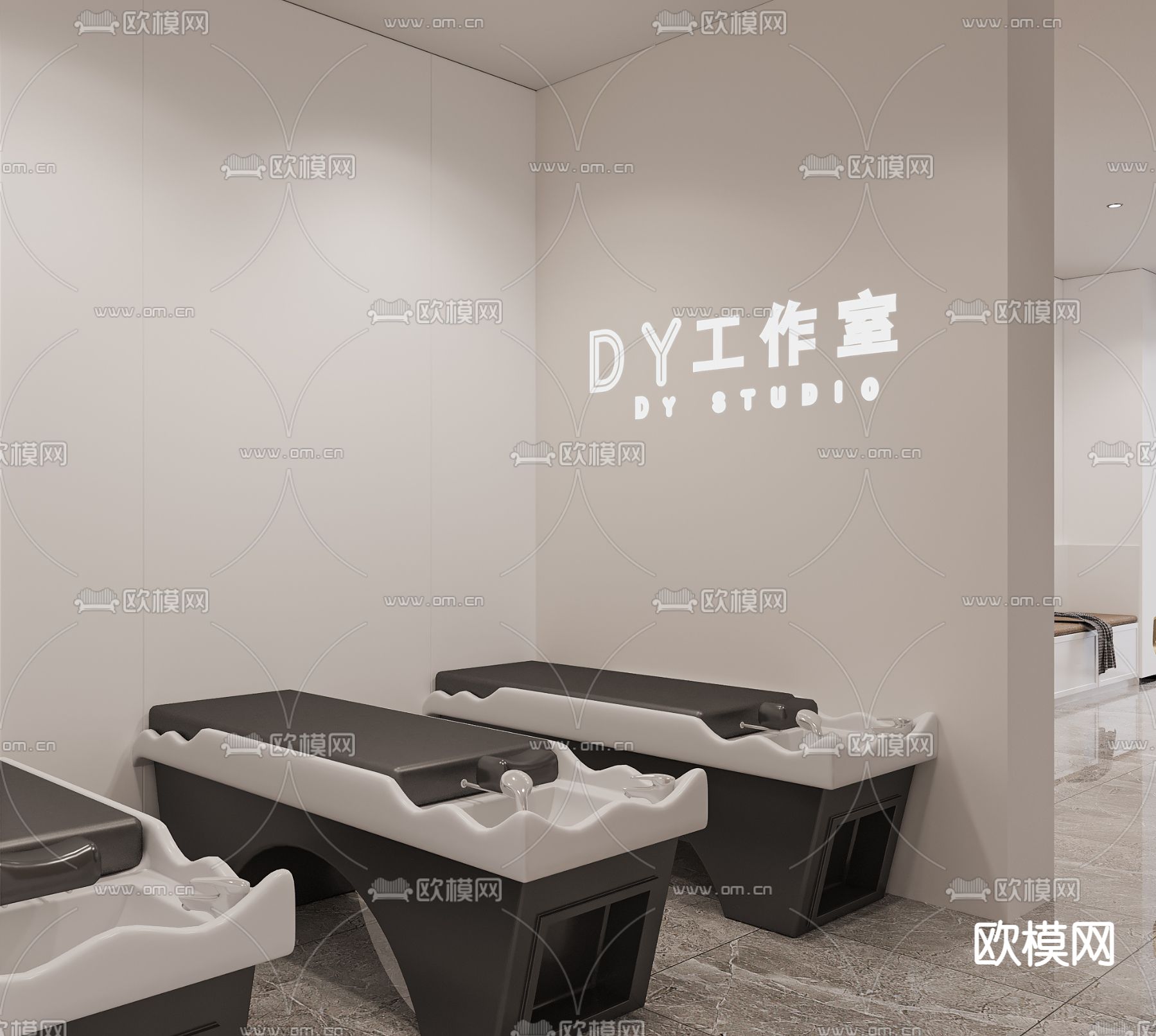 现代美发店3d模型