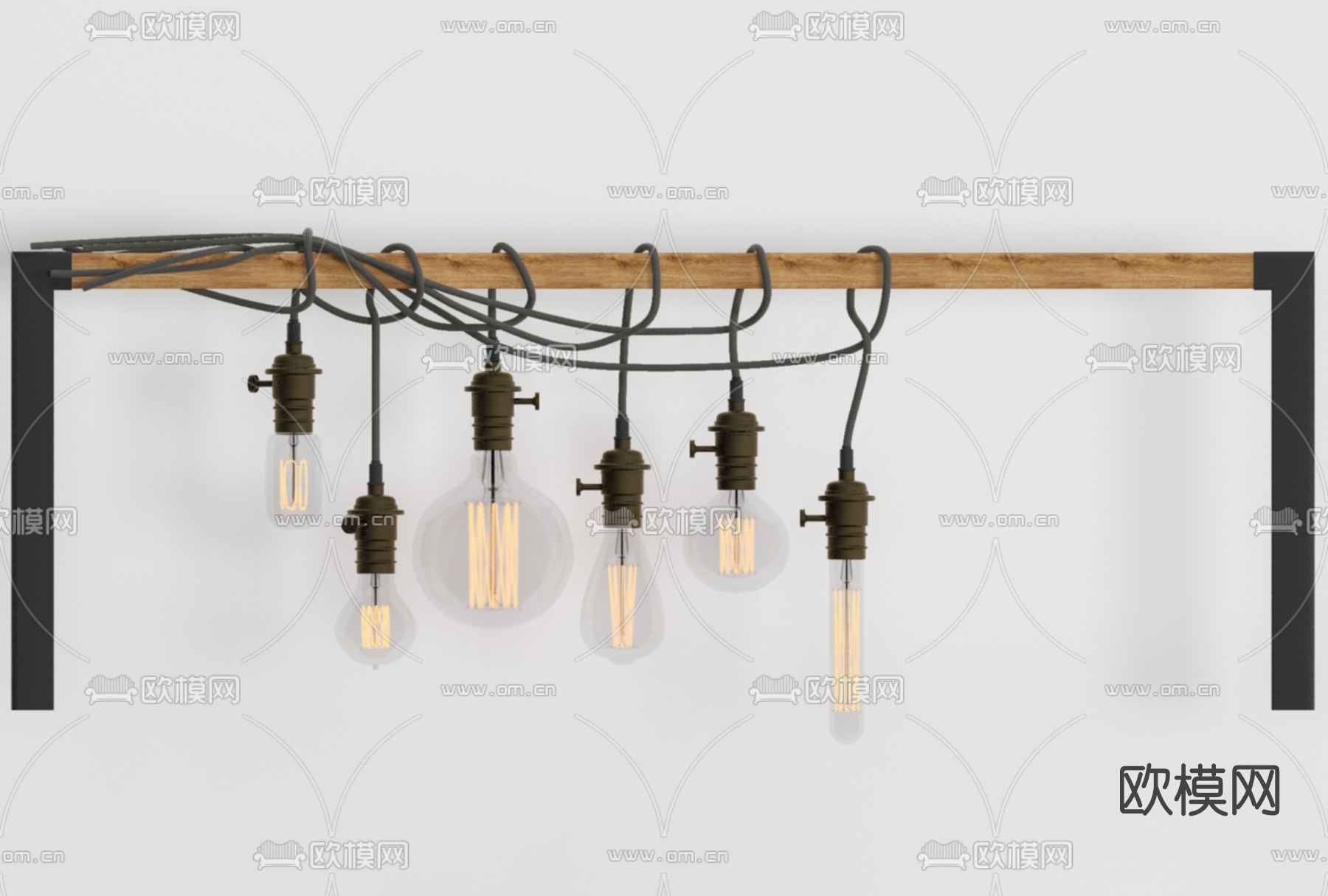 工业风灯泡吊灯免费3d模型下载