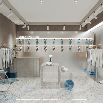  现代服装店男装店su模型 