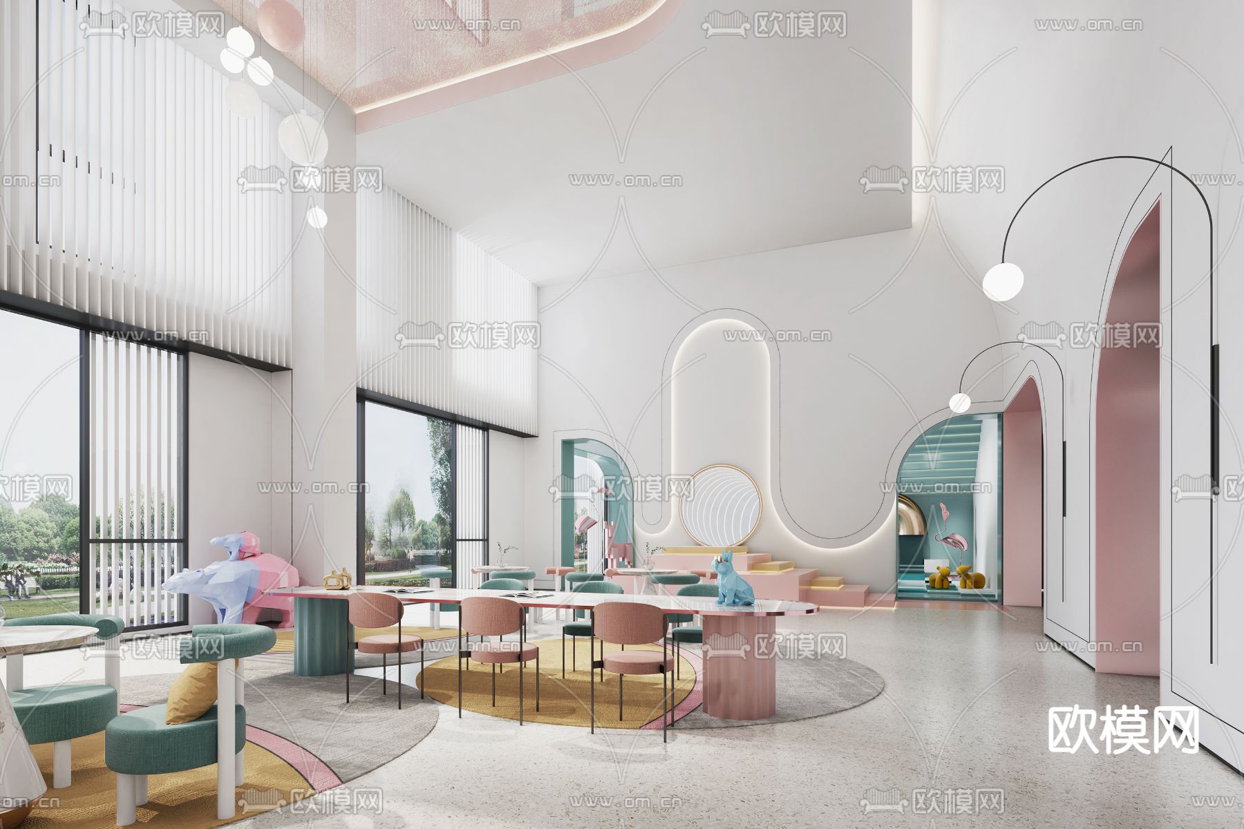 北欧售楼处洽谈区3d模型下载（渲染图3）