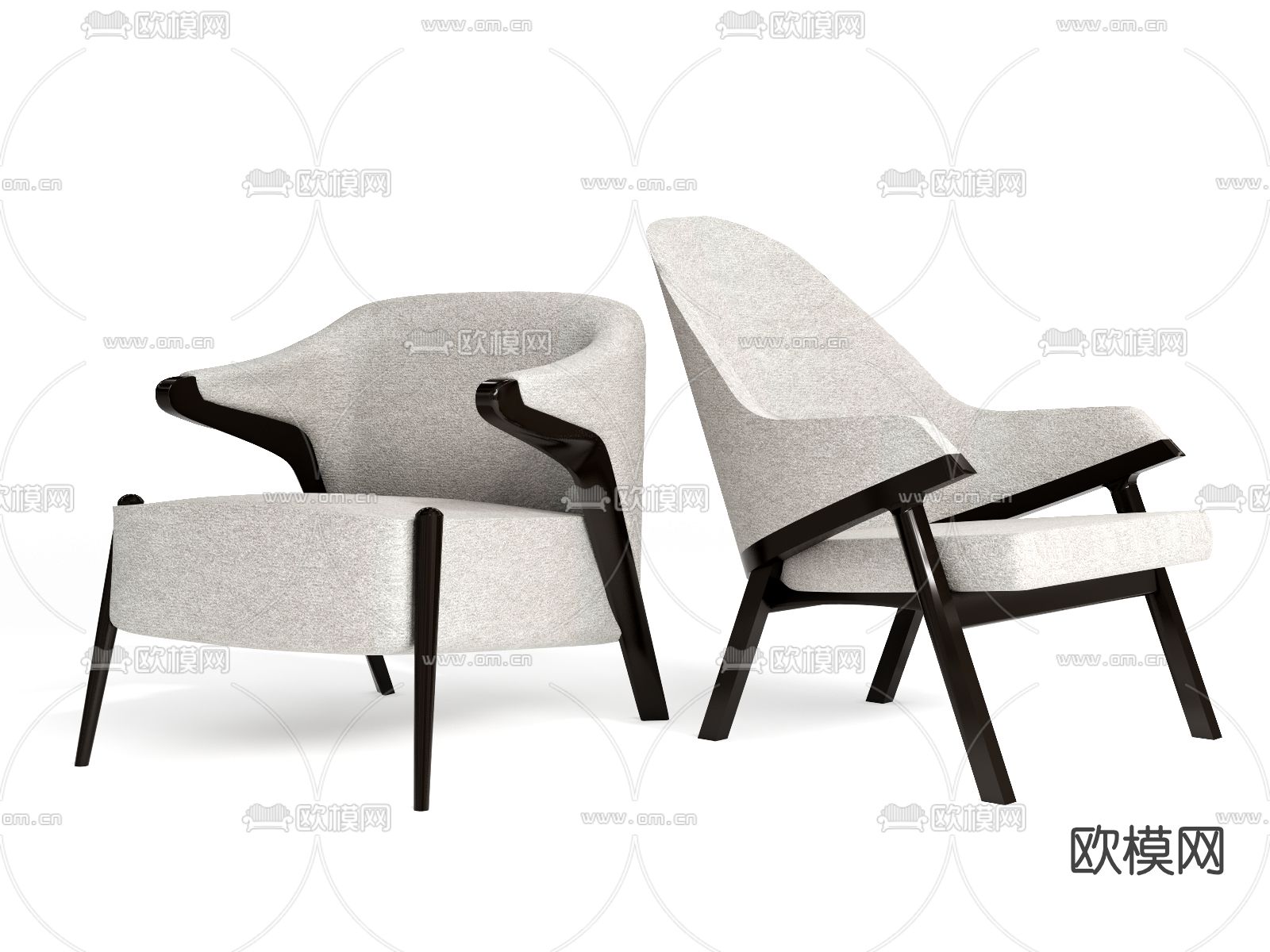 北欧布艺休闲椅su模型下载