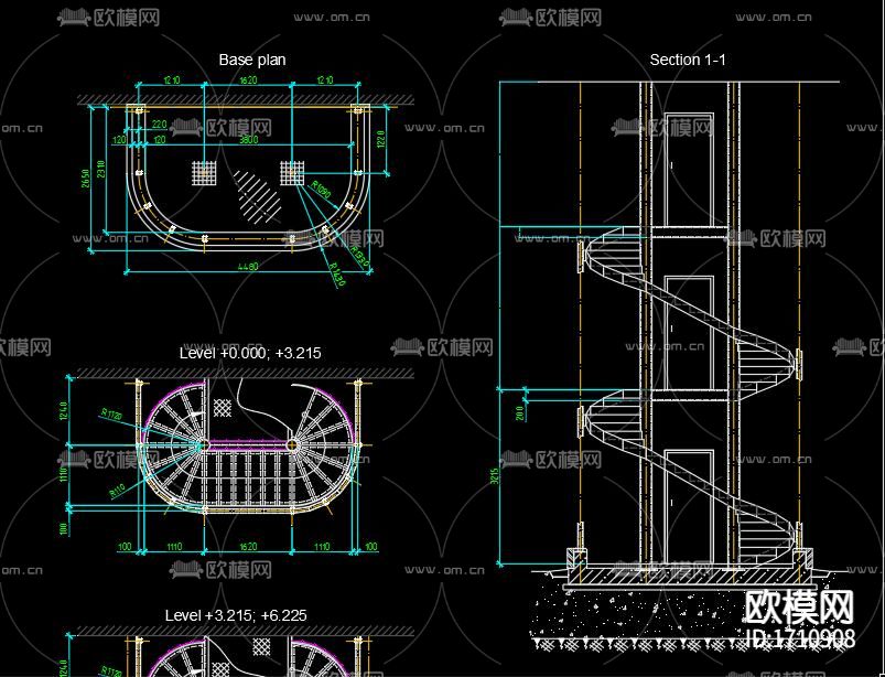 旋转楼梯节点大样下载（渲染图5）