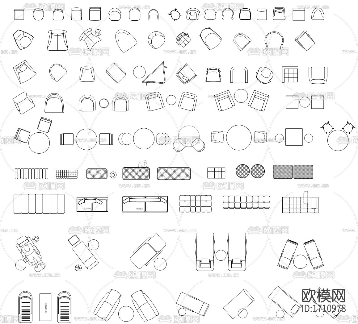 凳子沙发cad图库下载（渲染图2）