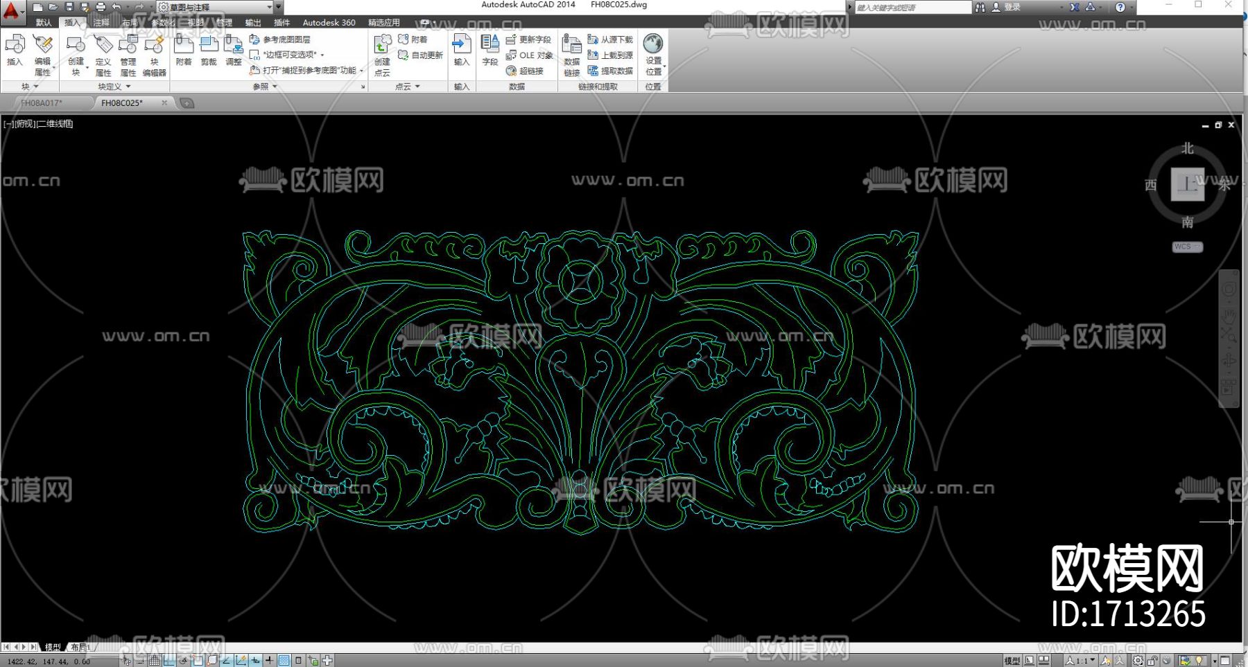 室内常用饰线cad图块下载（渲染图4）