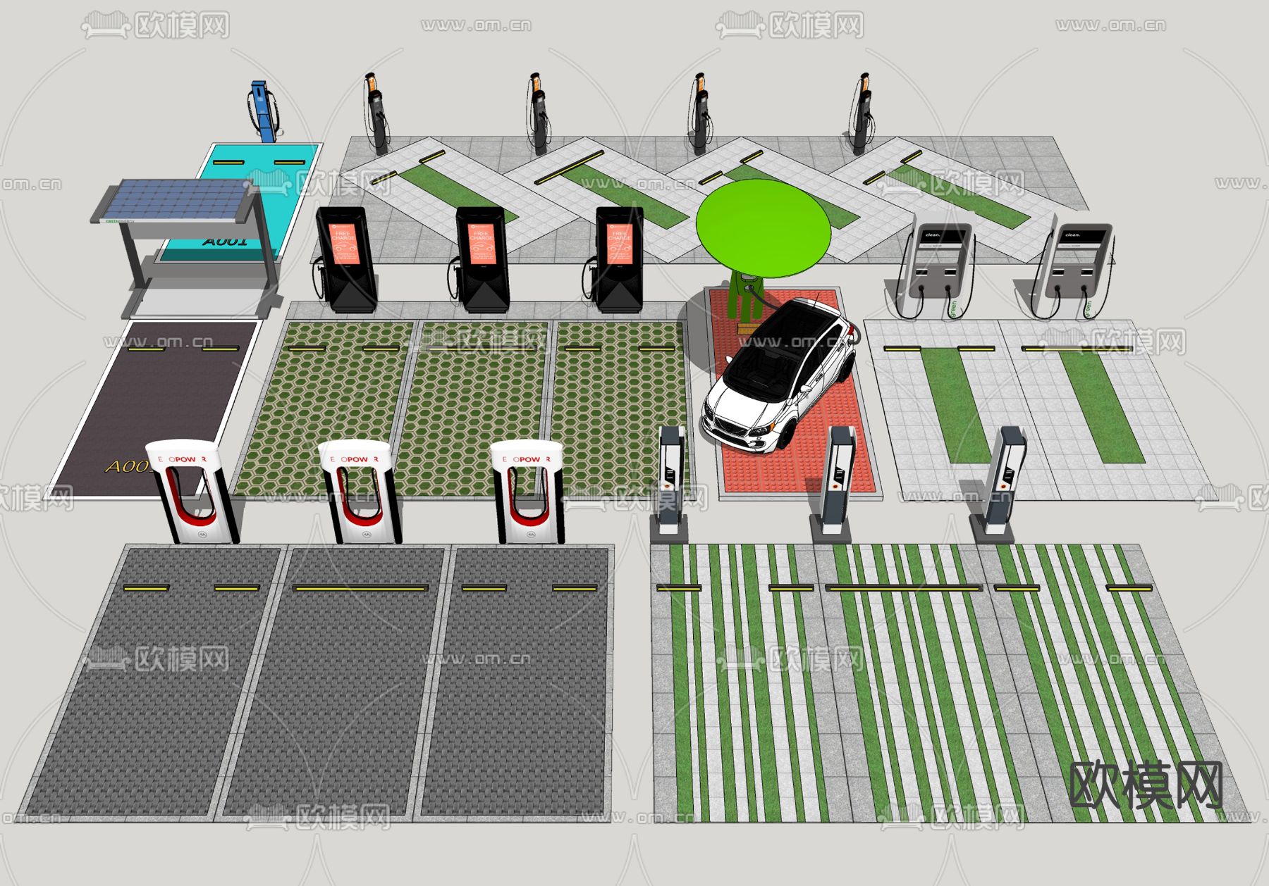 现代新能源汽车充电桩su模型下载