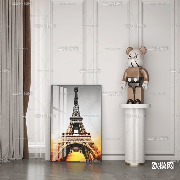 现代kaws公仔雕塑3d模型下载