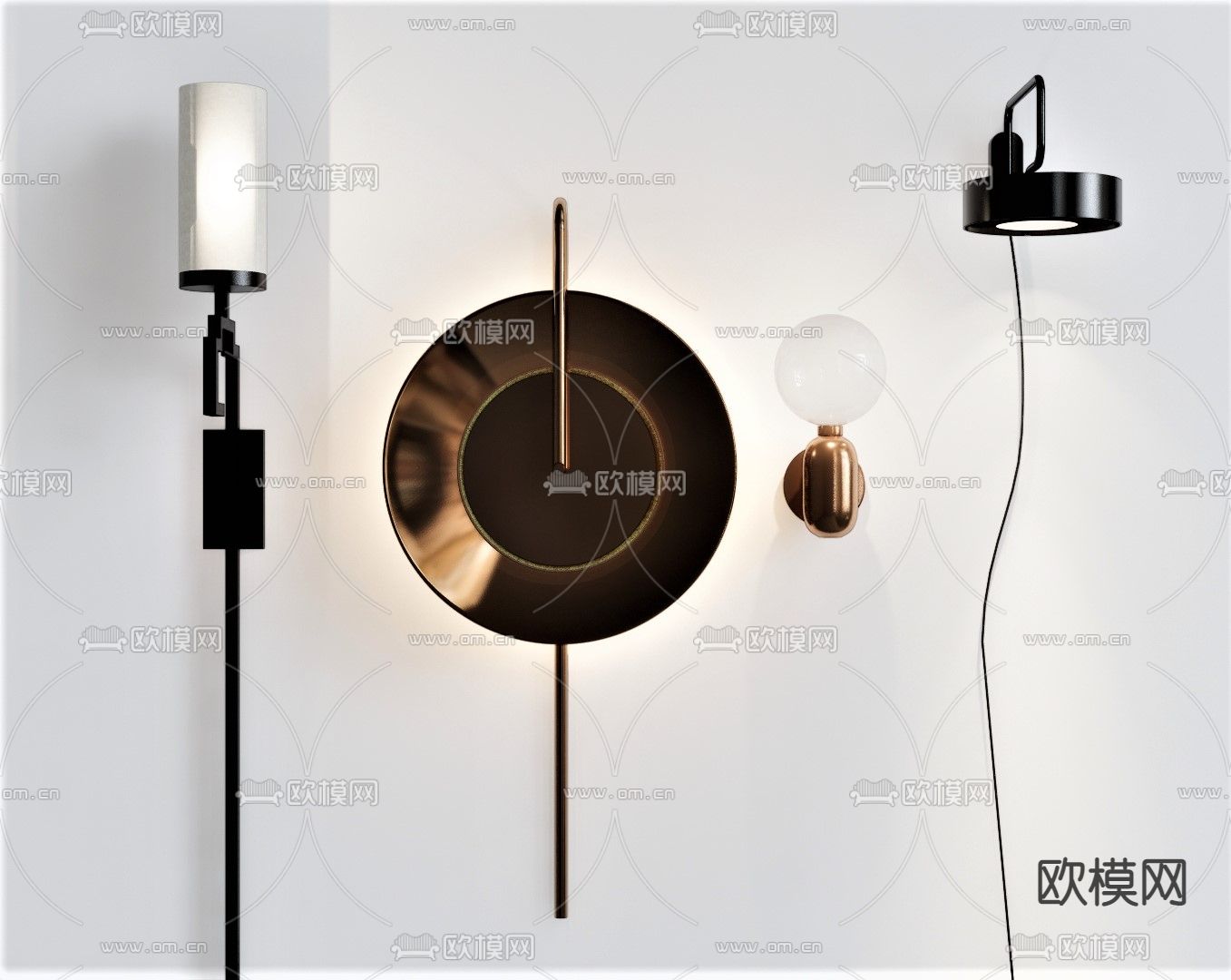 现代金属壁灯su模型下载（渲染图1）