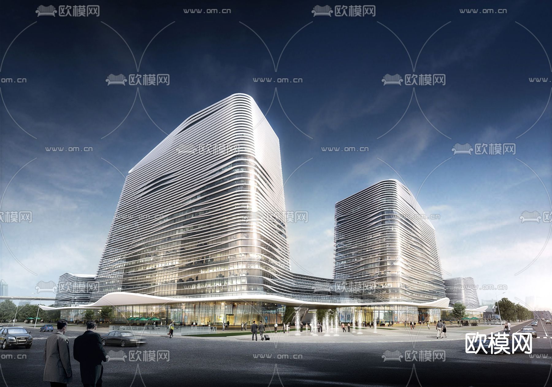 现代商业中心鸟瞰su模型下载（渲染图2）