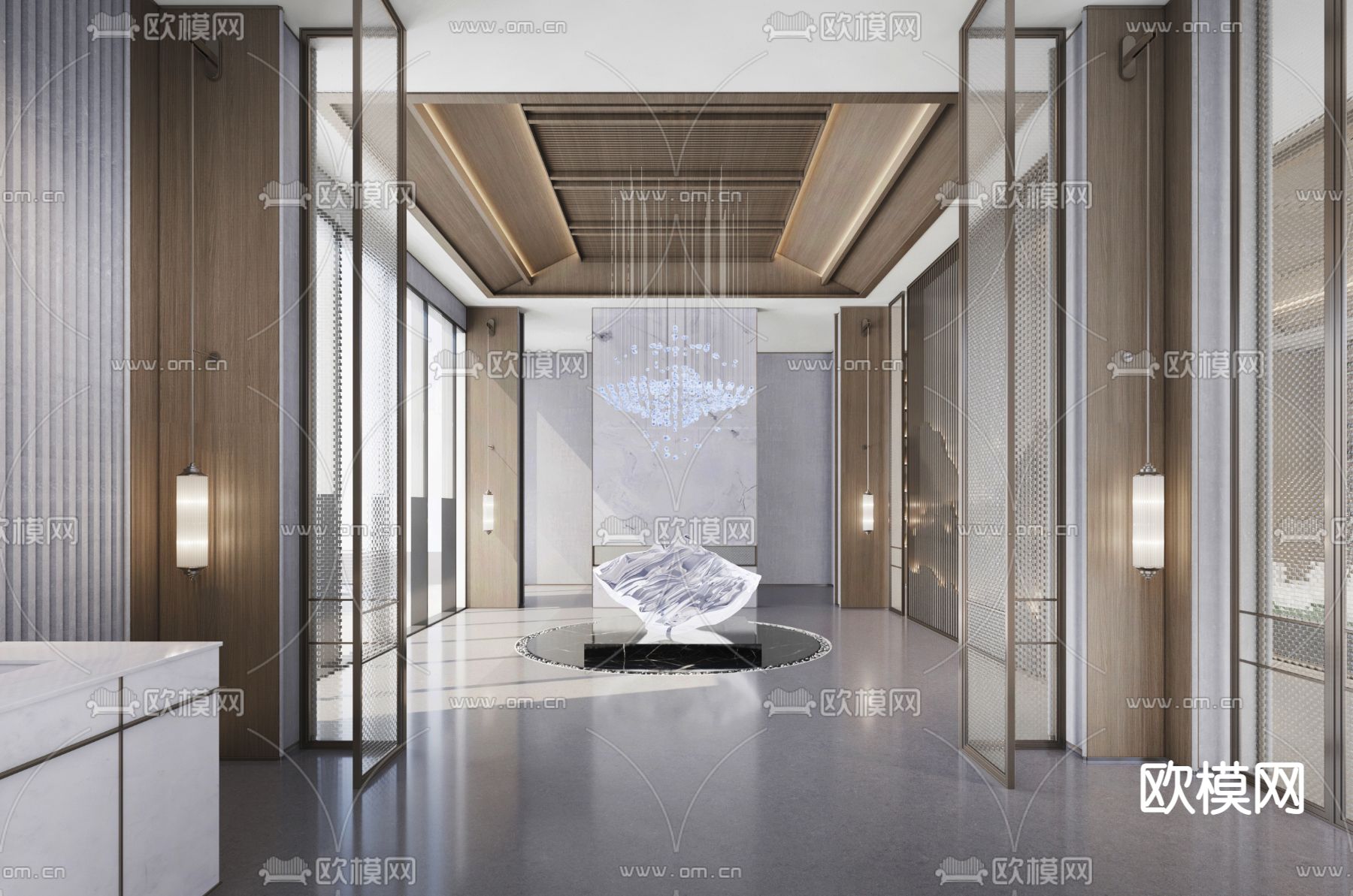 新中式售楼处洽谈区3d模型