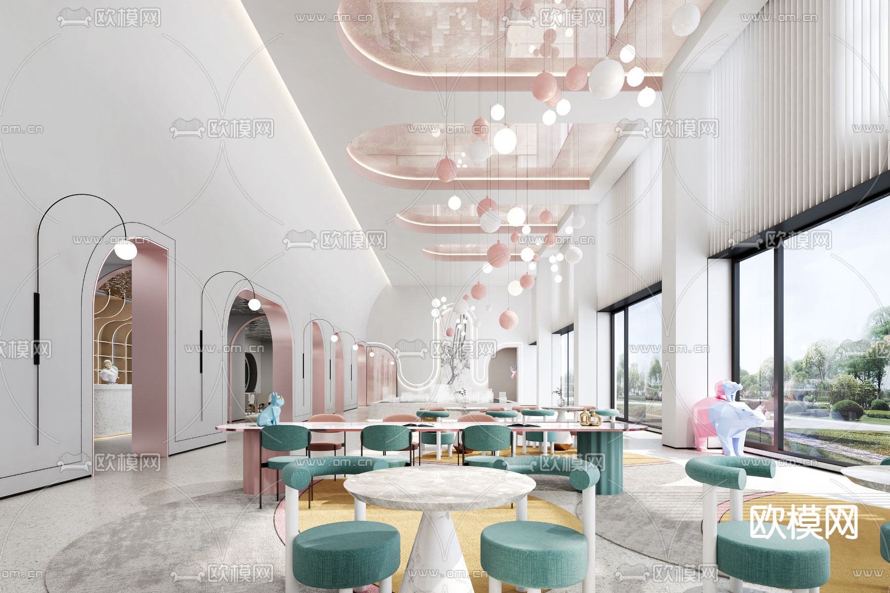 北欧售楼处洽谈区3d模型下载（渲染图1）