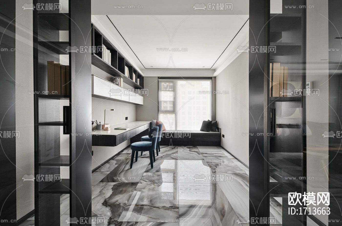 现代风家装cad施工图下载（渲染图6）