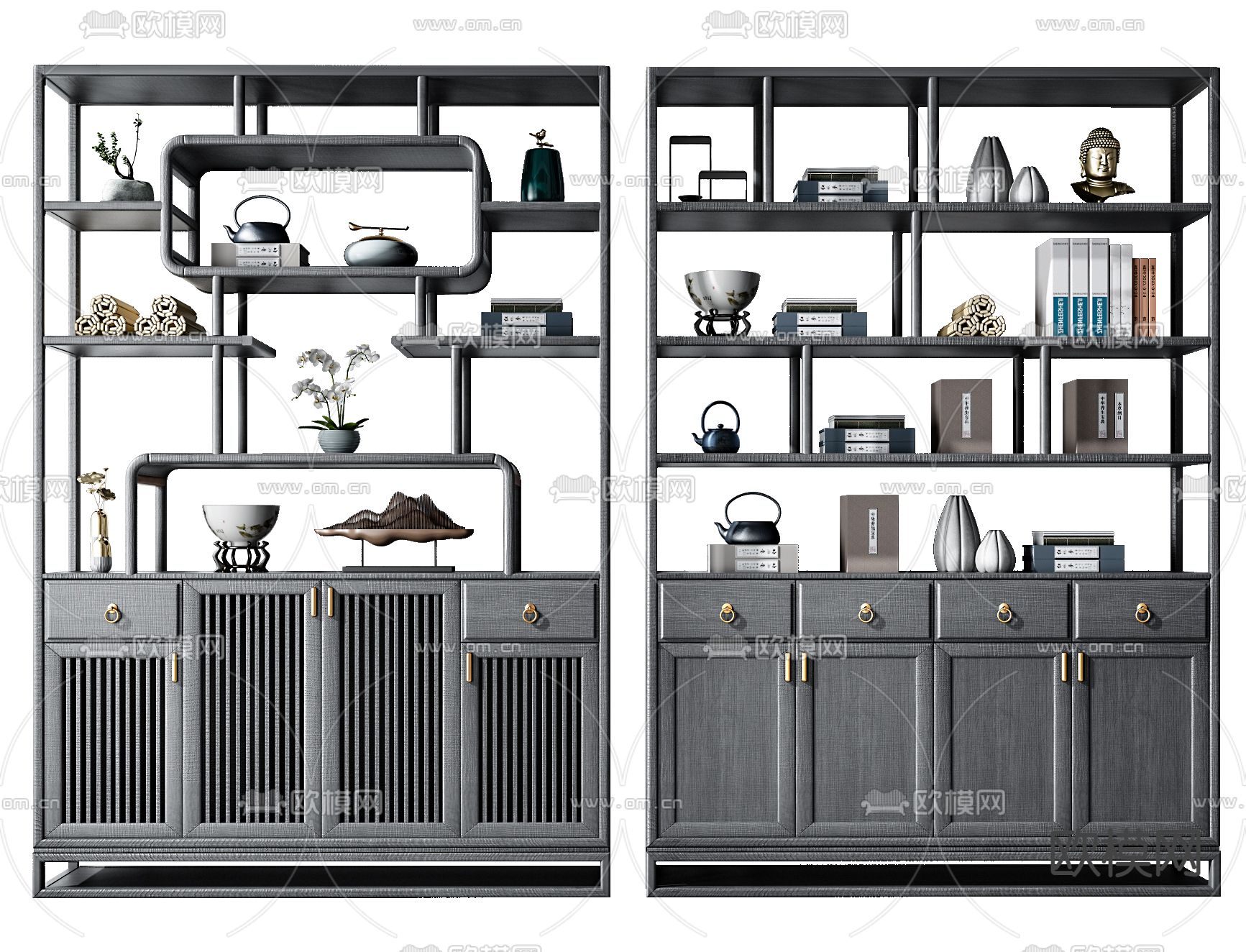 新中式博古架3d模型下载