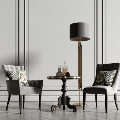  简欧轻奢休闲沙发su模型 