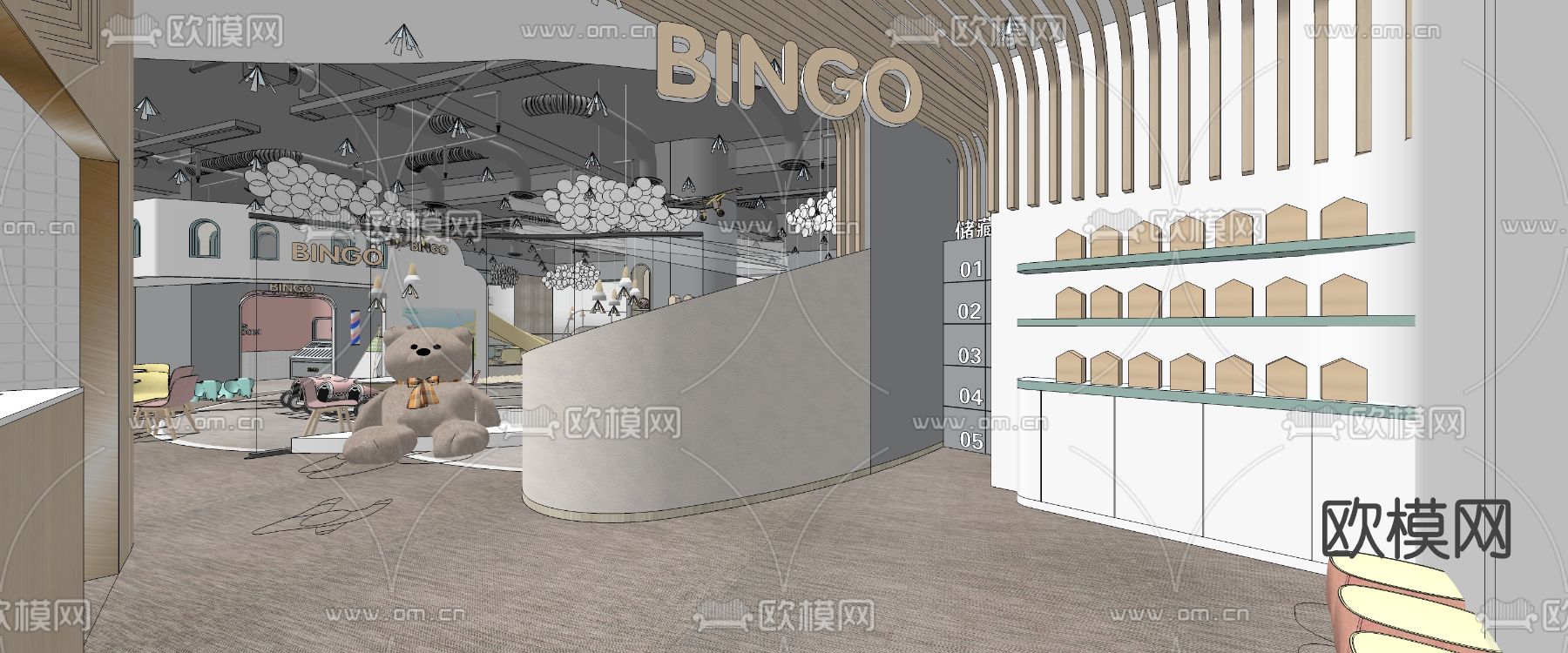 现代亲子餐厅su模型下载（渲染图8）