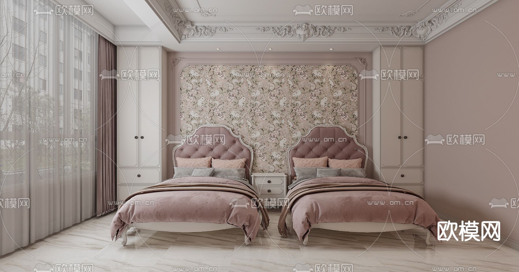 法式女孩房免费3d模型下载（渲染图2）