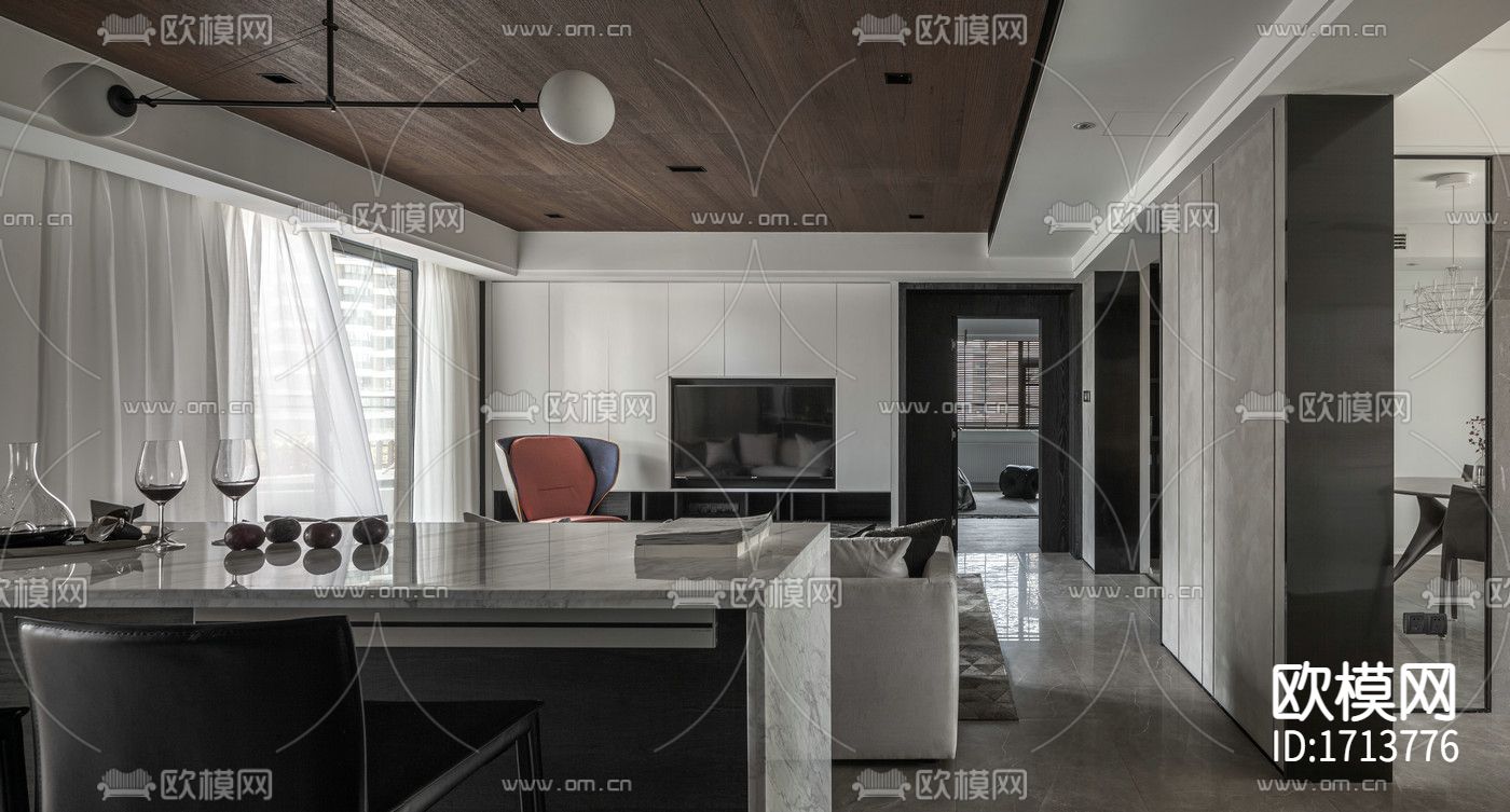 现代家装cad施工图下载（渲染图3）