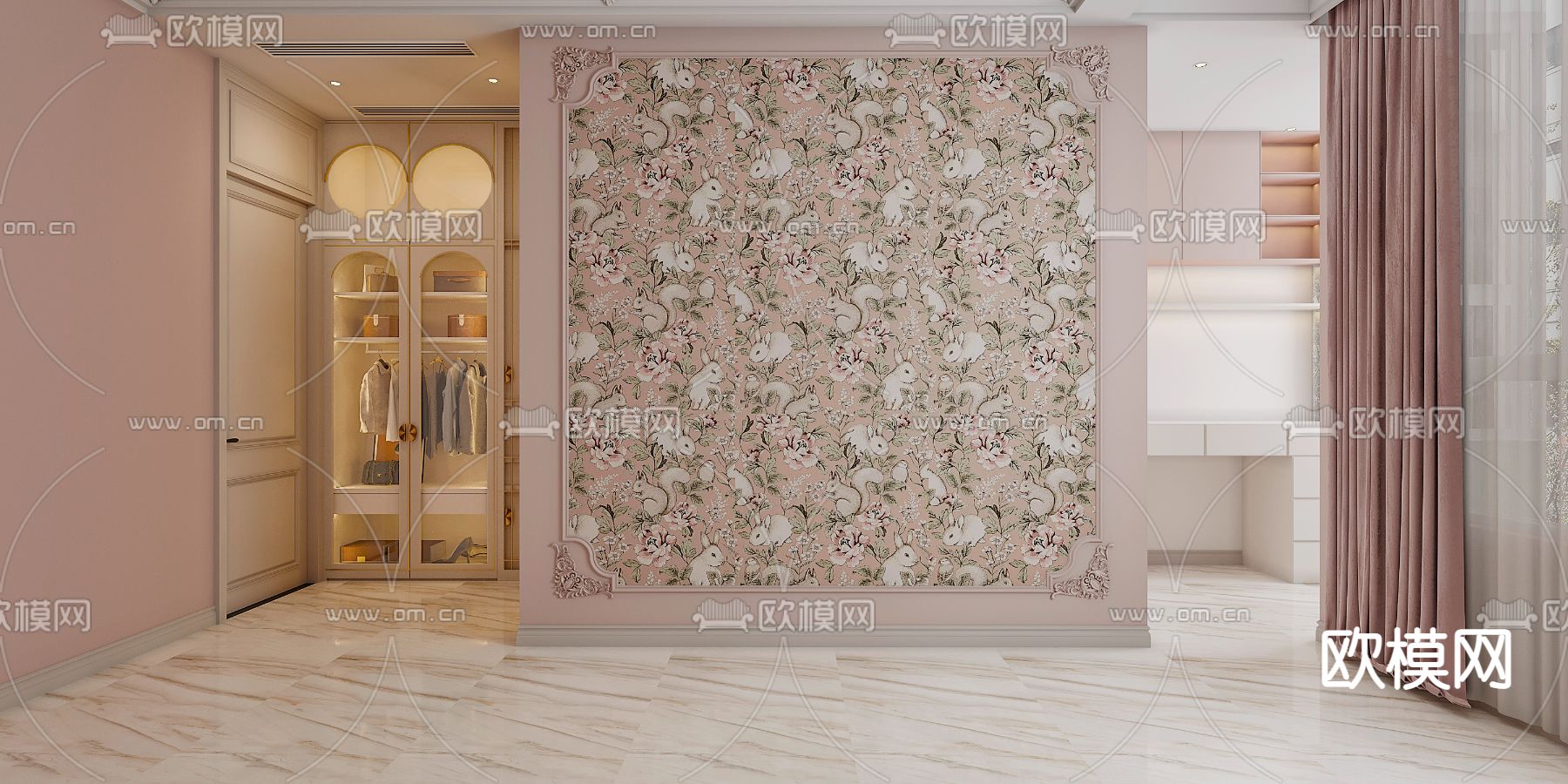 法式女孩房免费3d模型下载（渲染图1）