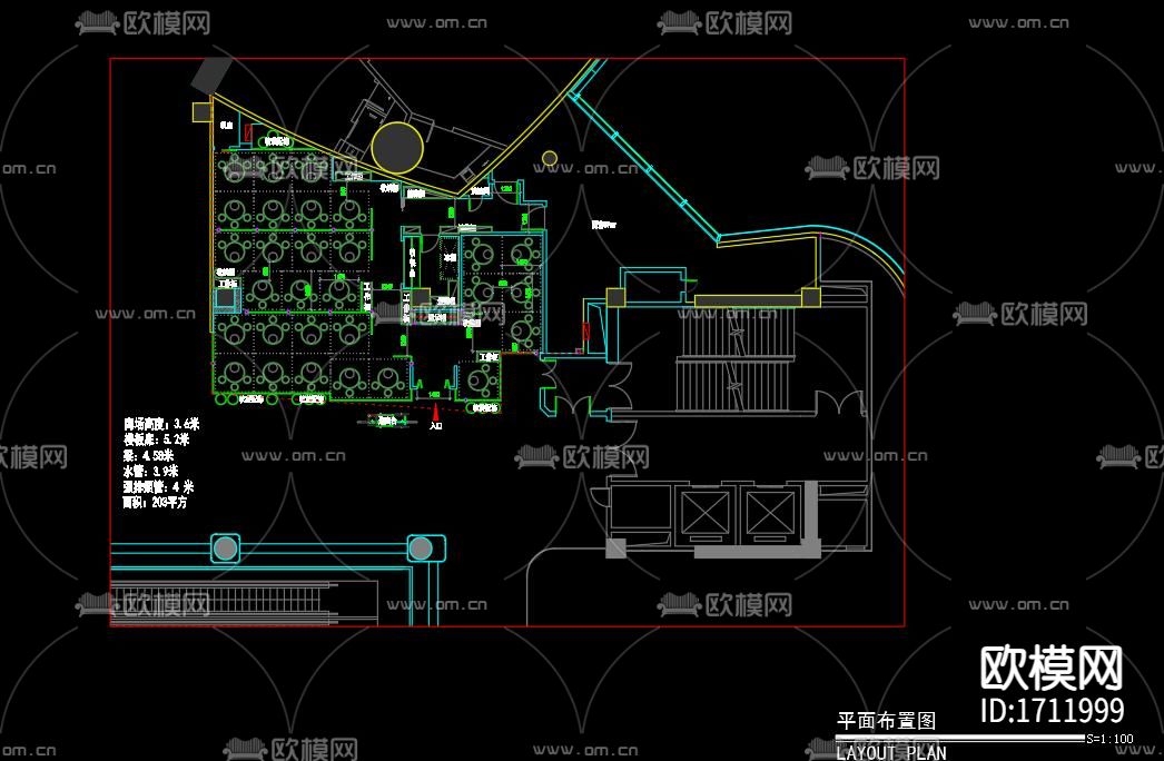 餐厅cad施工图下载（渲染图5）