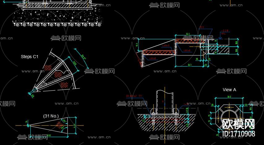 旋转楼梯节点大样下载（渲染图7）