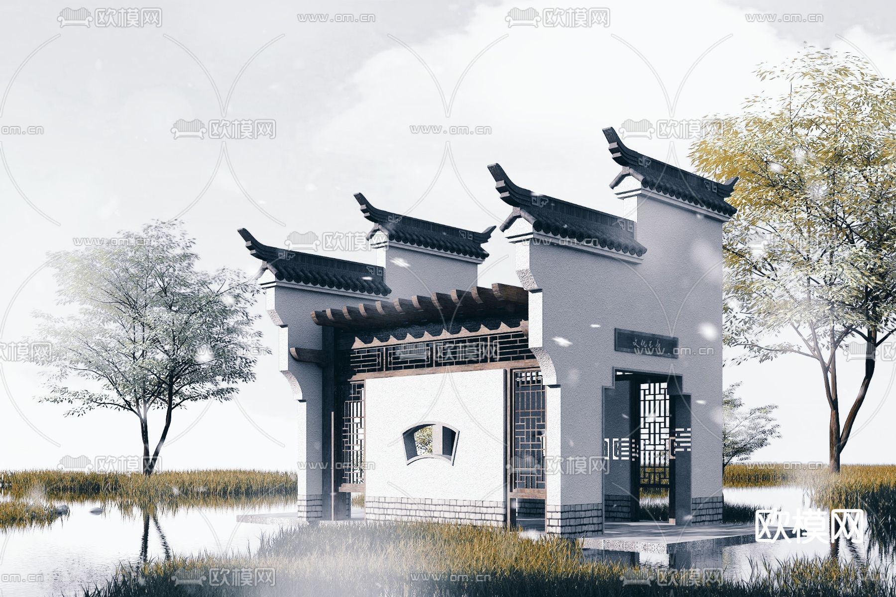新中式古建凉亭3d模型