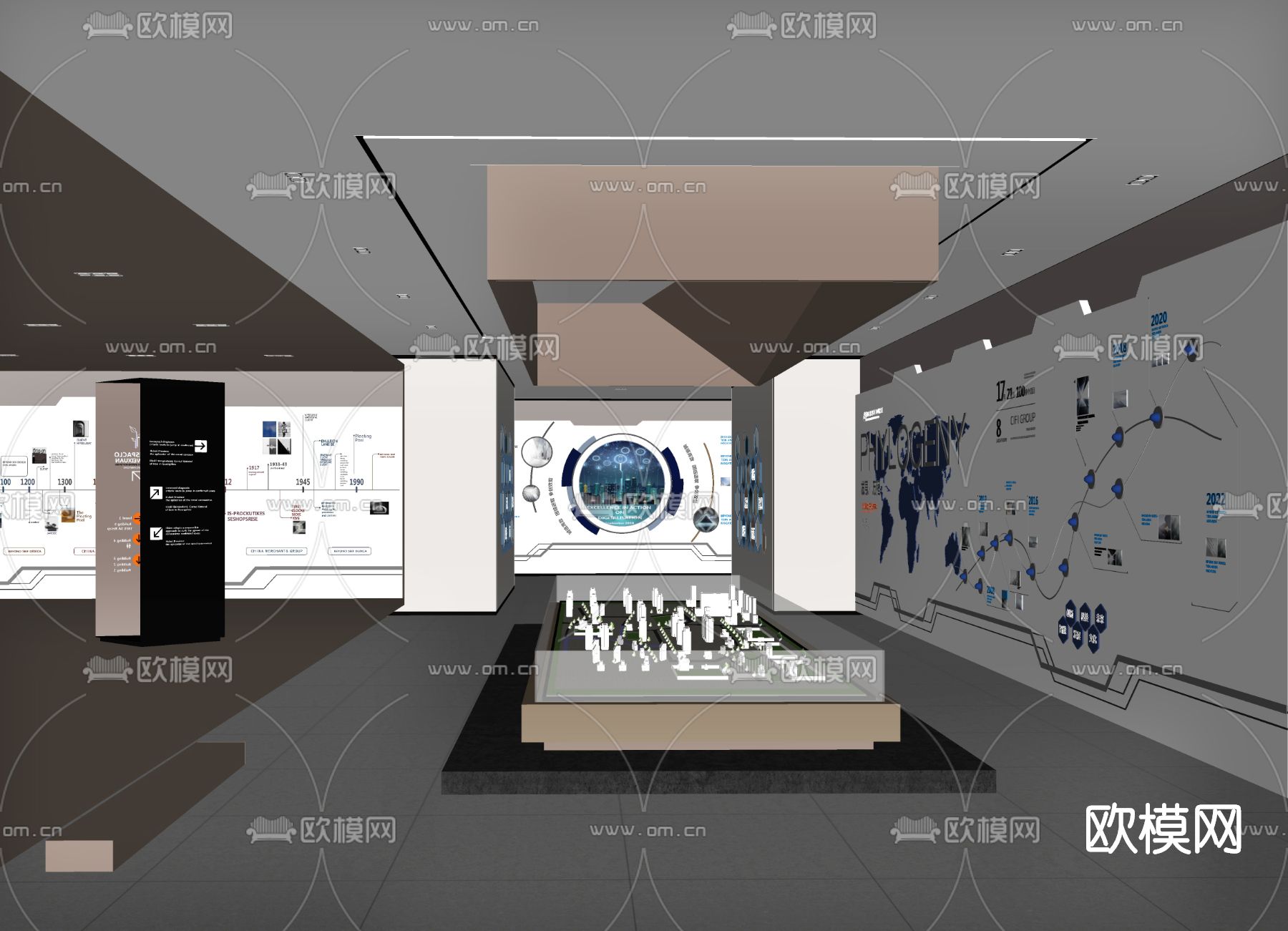 现代科技展厅su模型下载