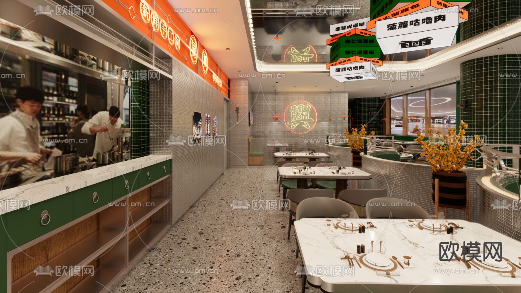 现代茶餐厅su模型下载（渲染图4）
