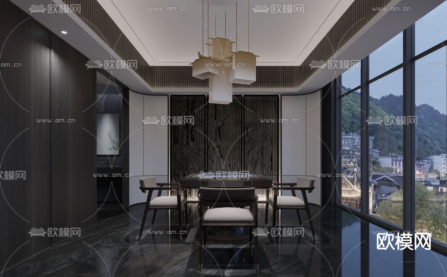 现代棋牌室免费3d模型下载