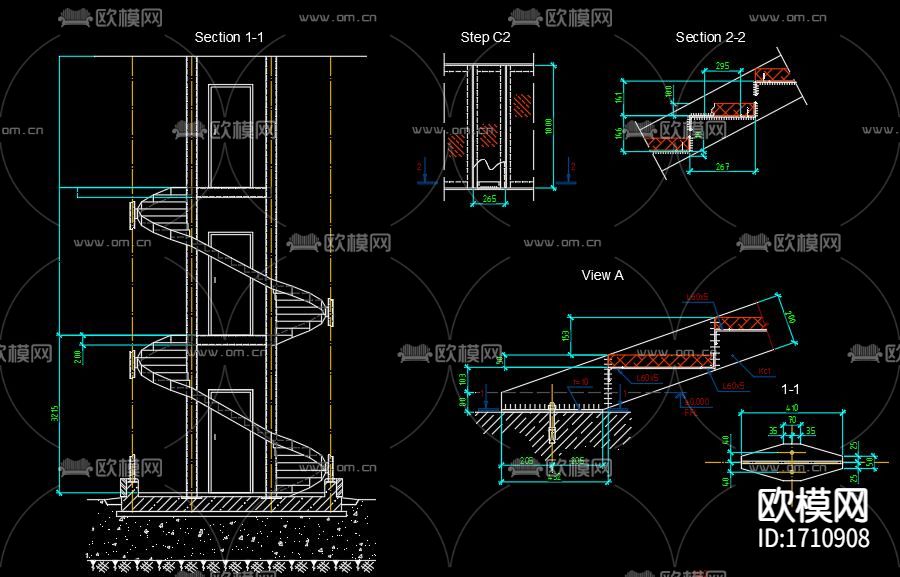 旋转楼梯节点大样下载（渲染图6）
