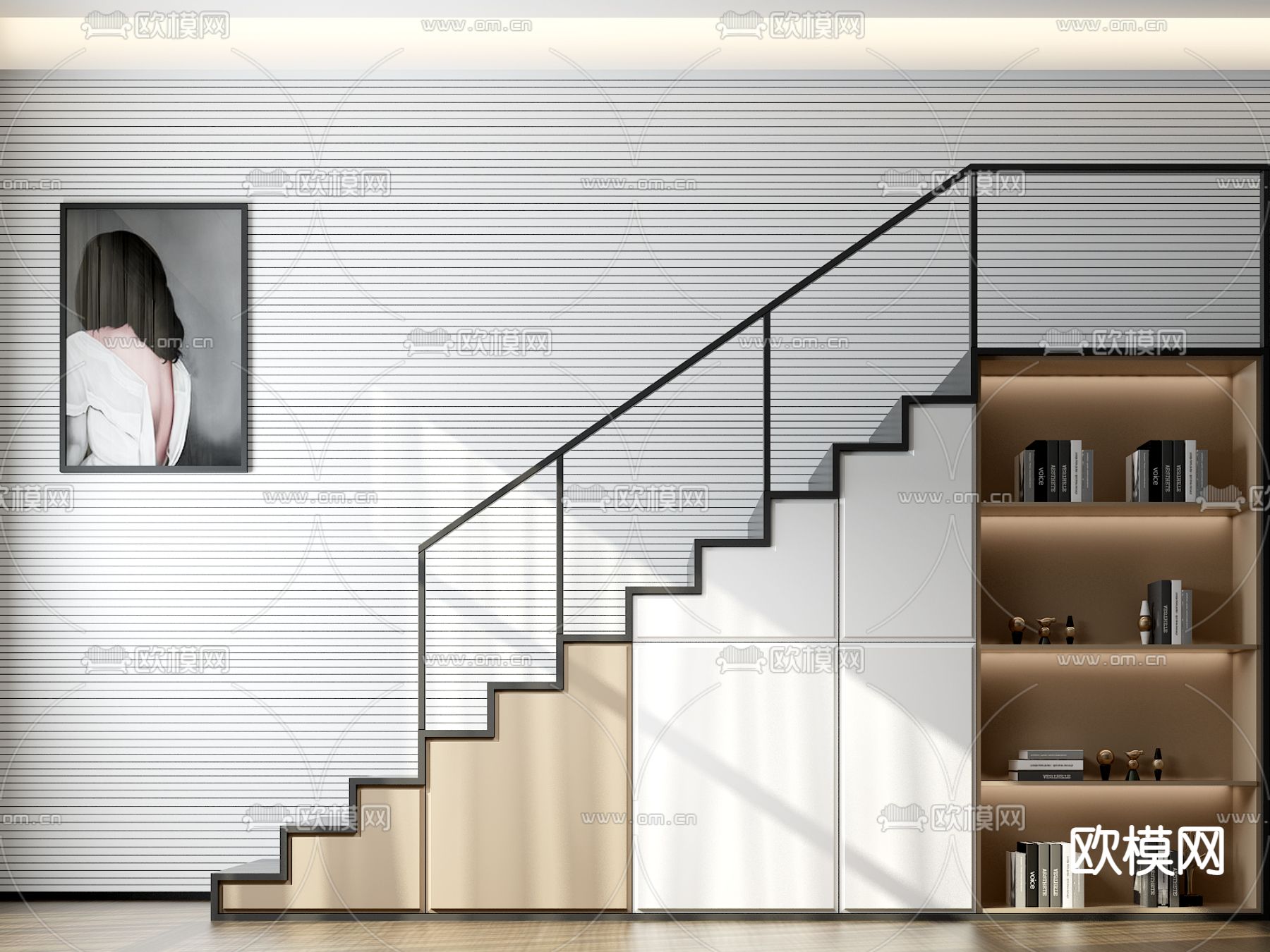 现代楼梯储藏柜3d模型下载