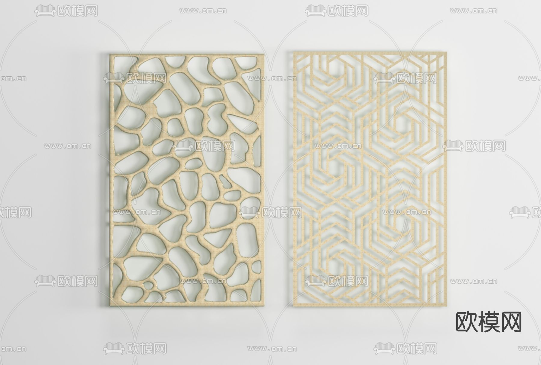 新中式屏风隔断免费3d模型下载