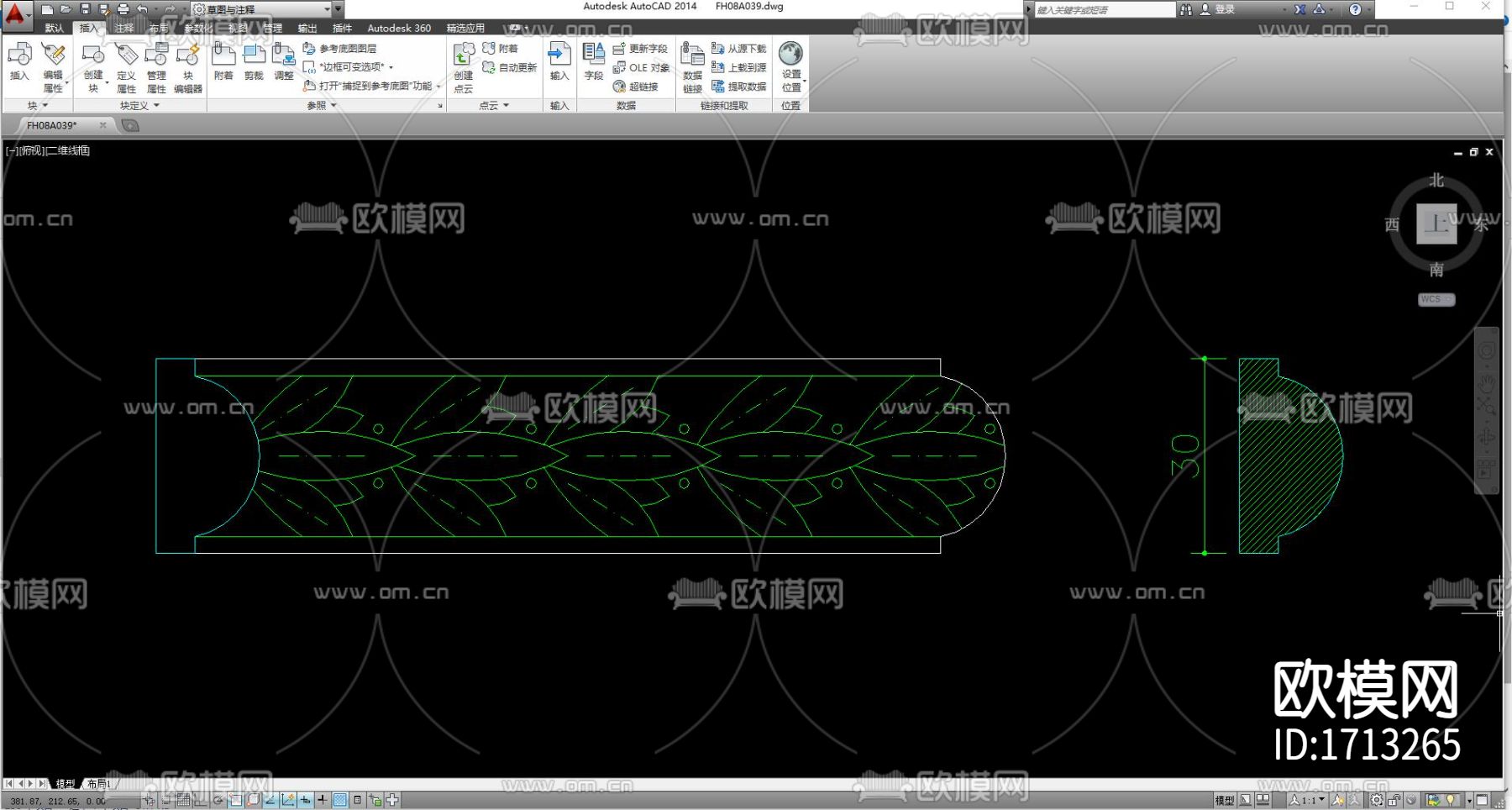 室内常用饰线cad图块下载（渲染图2）