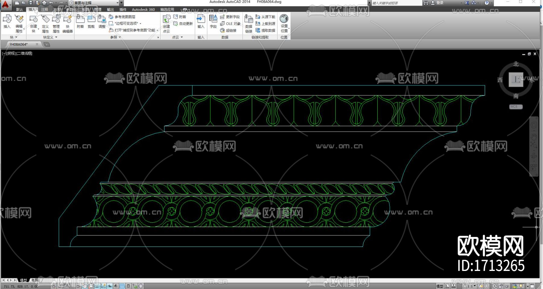 室内常用饰线cad图块下载（渲染图1）