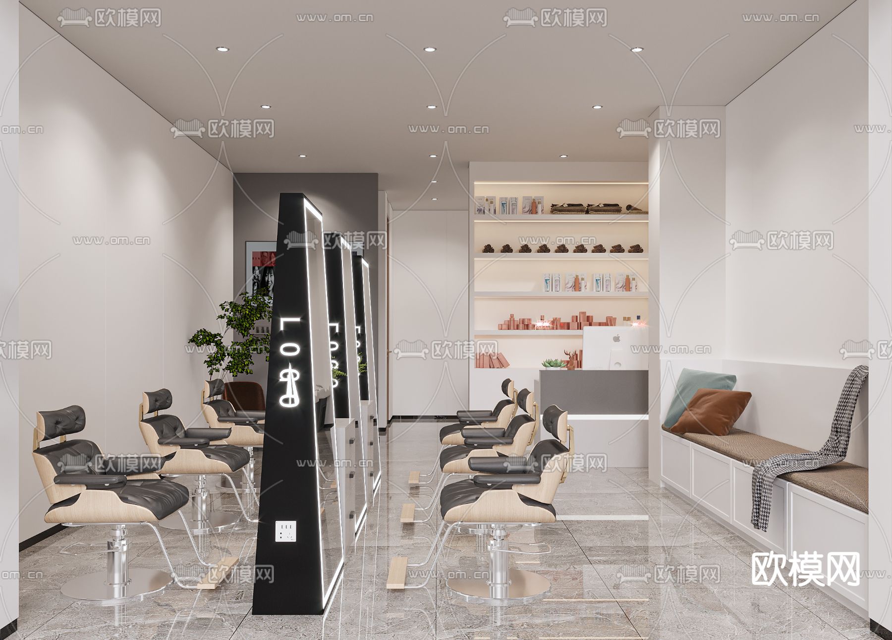 现代美发店3d模型