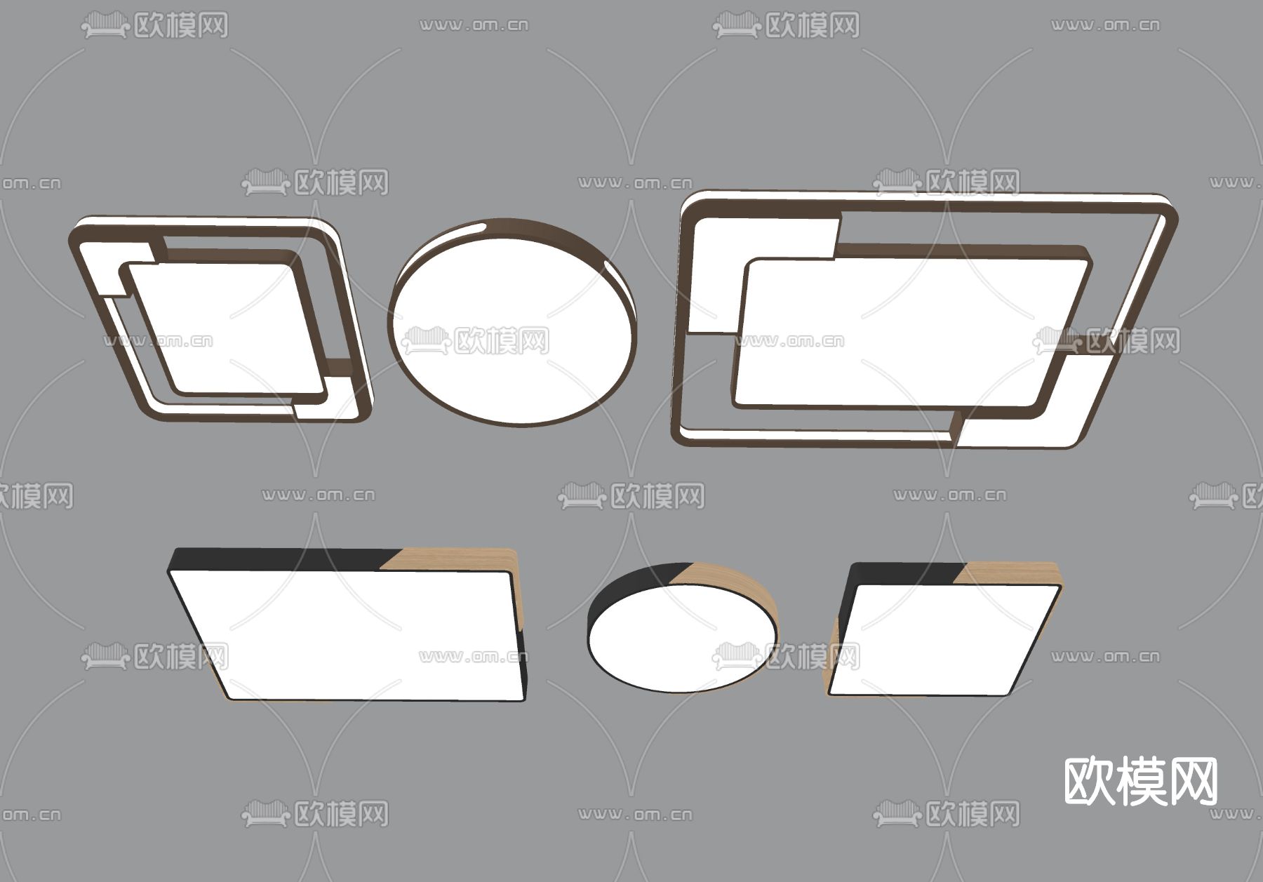 现代时尚吸顶灯su模型下载（渲染图2）
