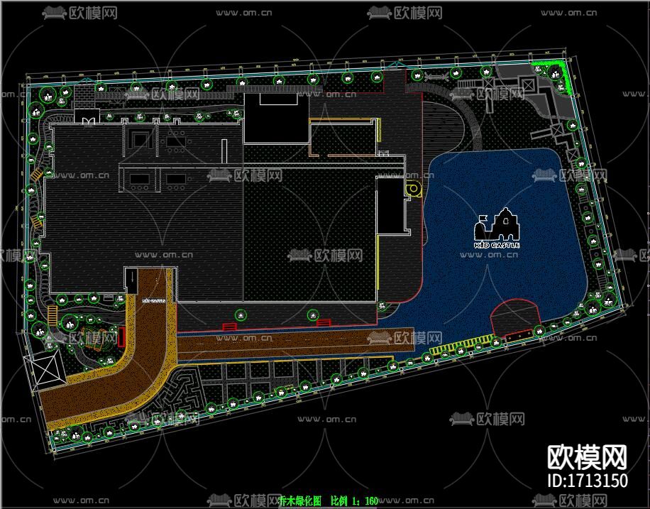 幼儿园室外cad施工图下载（渲染图5）