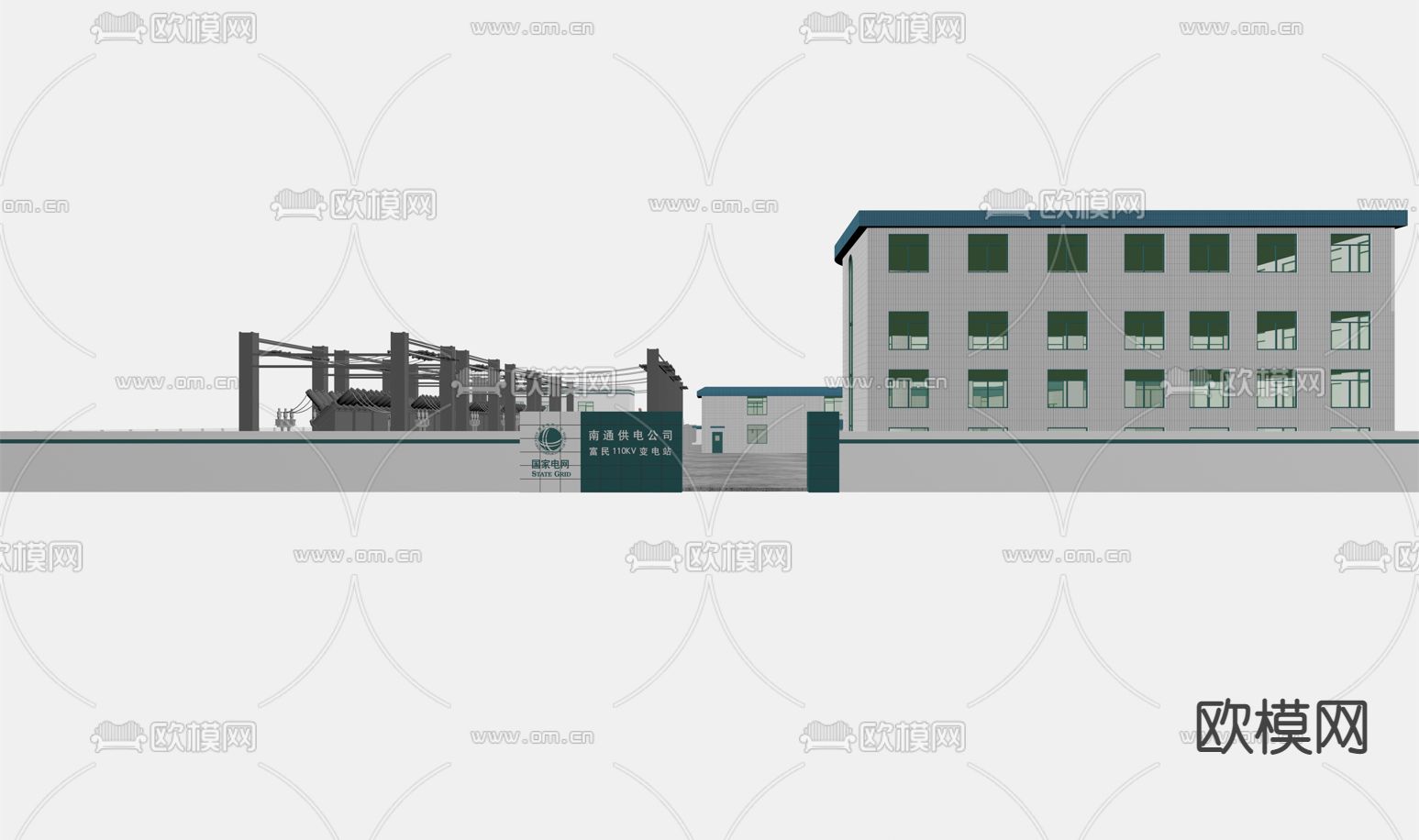 现代变电站变电所电厂免费3d模型下载（渲染图5）