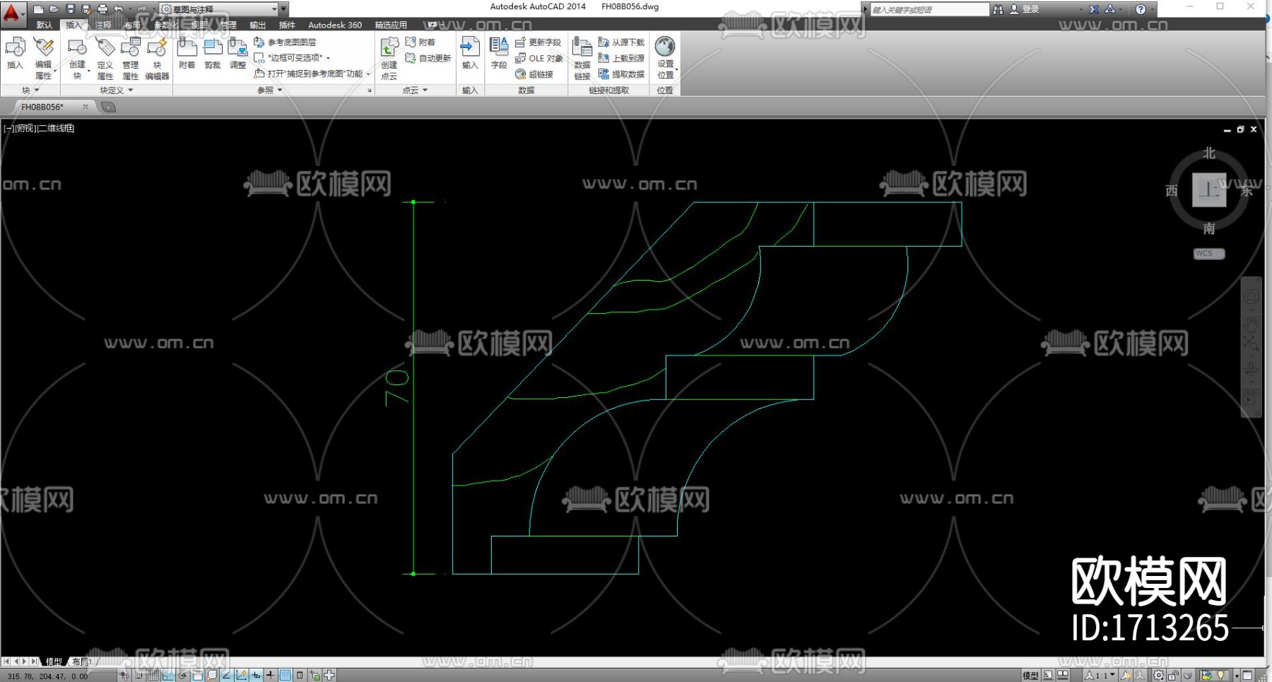 室内常用饰线cad图块下载（渲染图3）