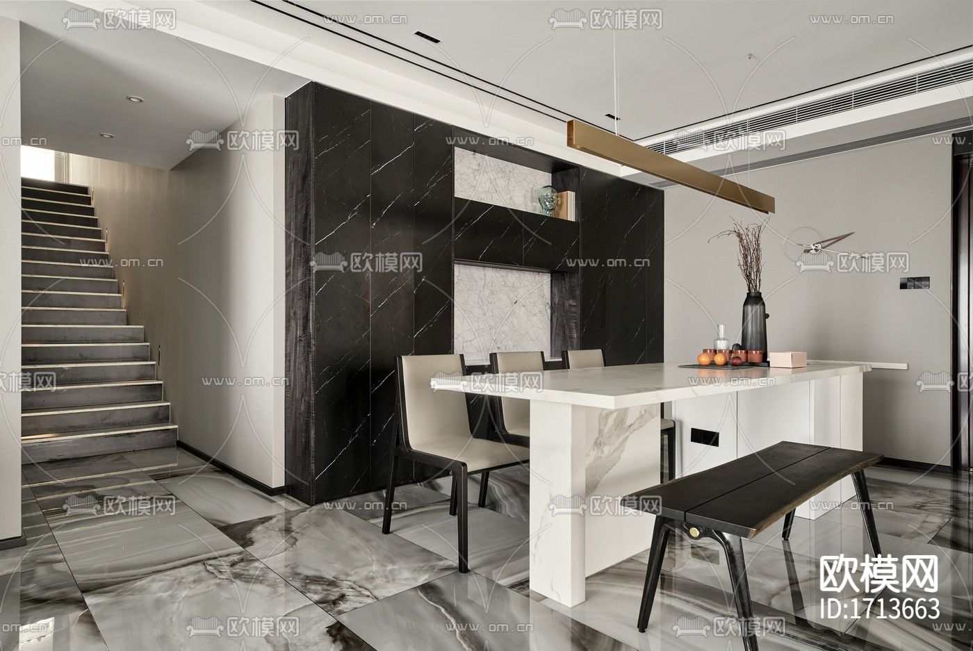 现代风家装cad施工图下载（渲染图5）