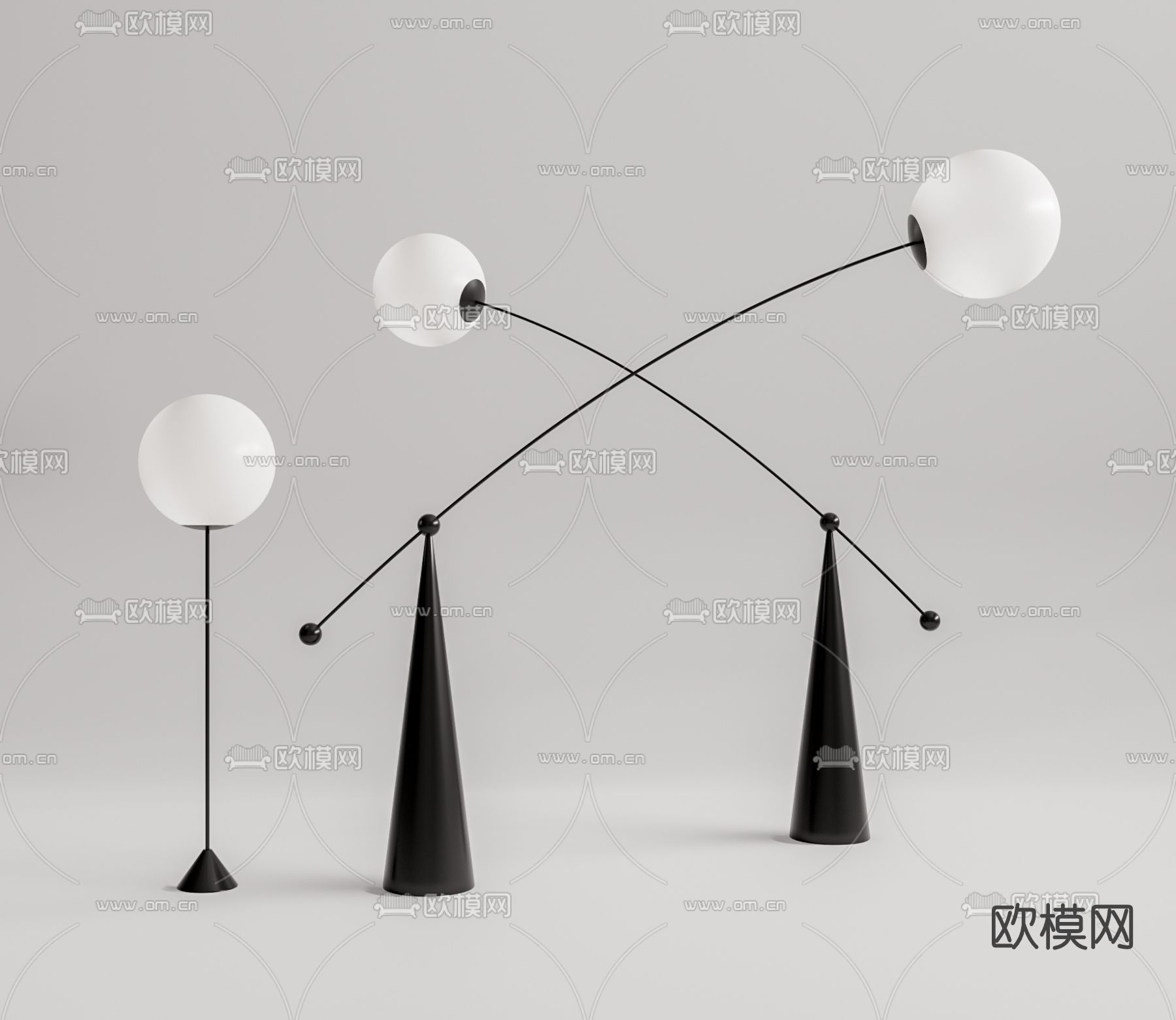 现代落地灯su模型下载（渲染图1）