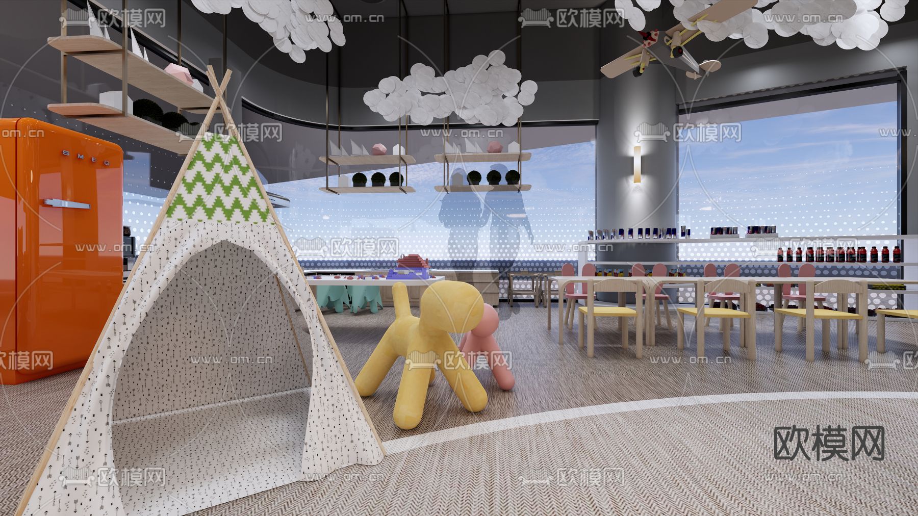 现代亲子餐厅su模型下载（渲染图5）