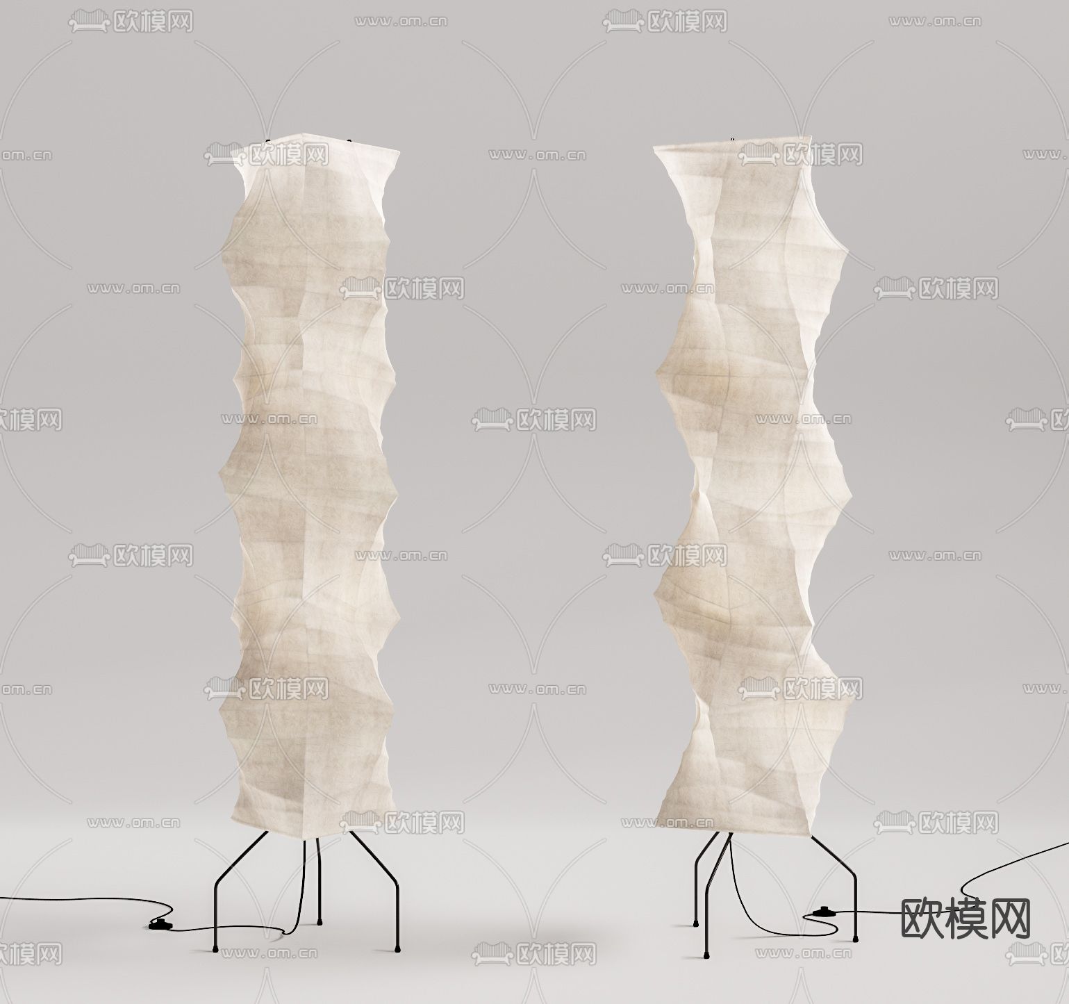 现代纱布落地灯su模型下载（渲染图1）