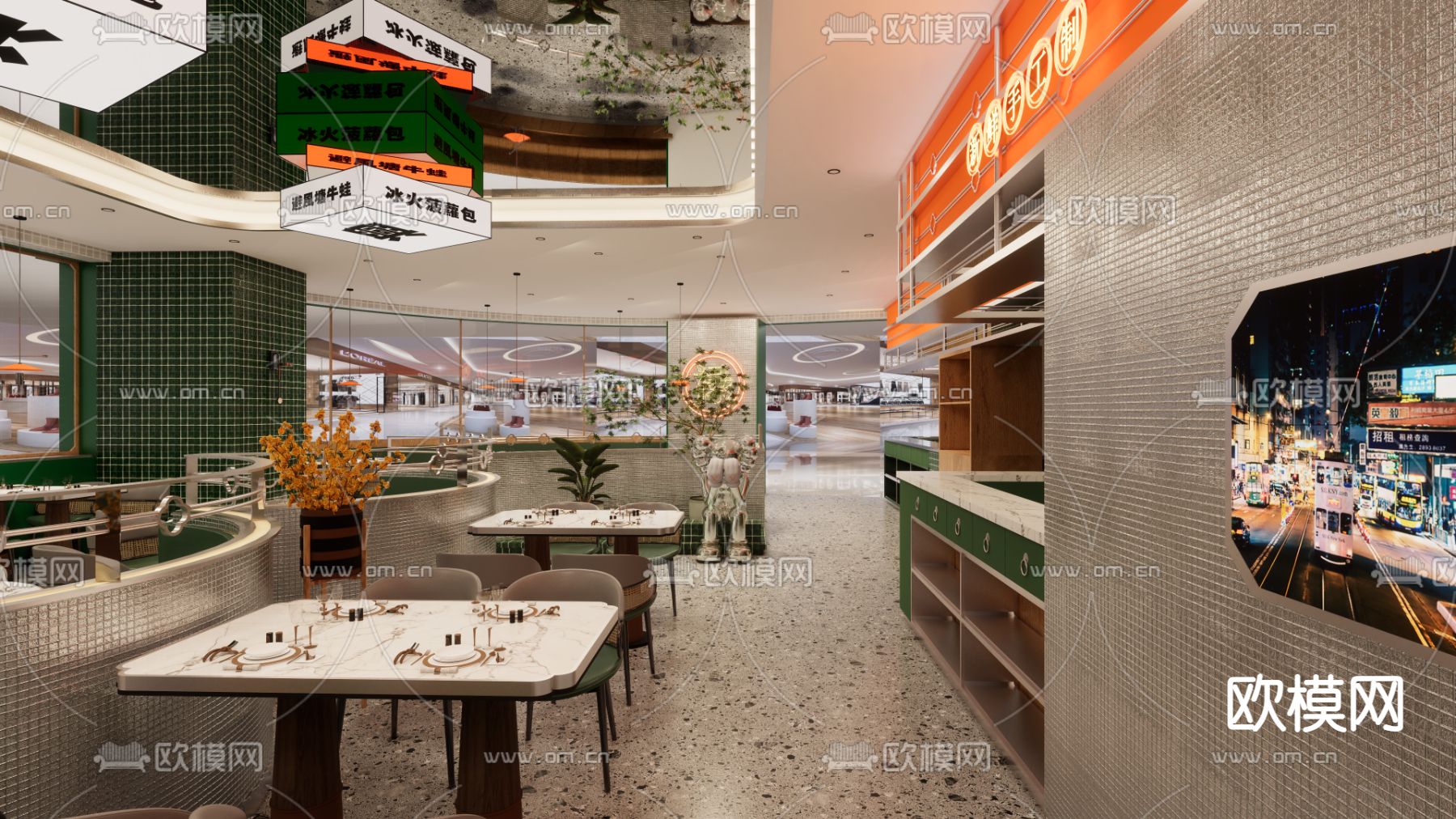 现代茶餐厅su模型下载（渲染图1）