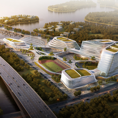  现代商业中心鸟瞰su模型 