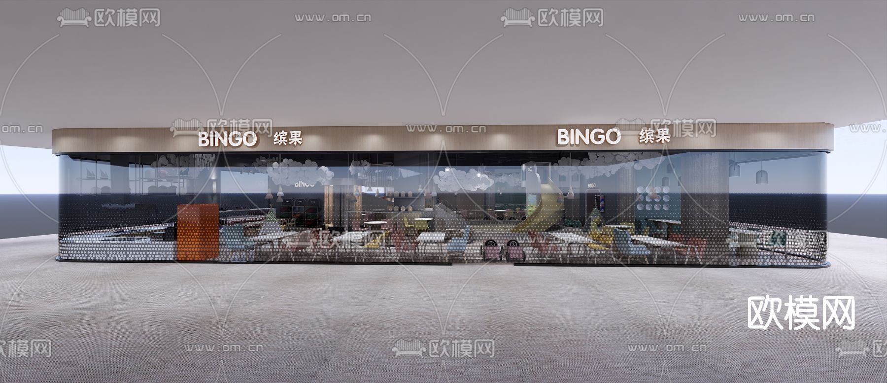 现代亲子餐厅su模型下载（渲染图4）