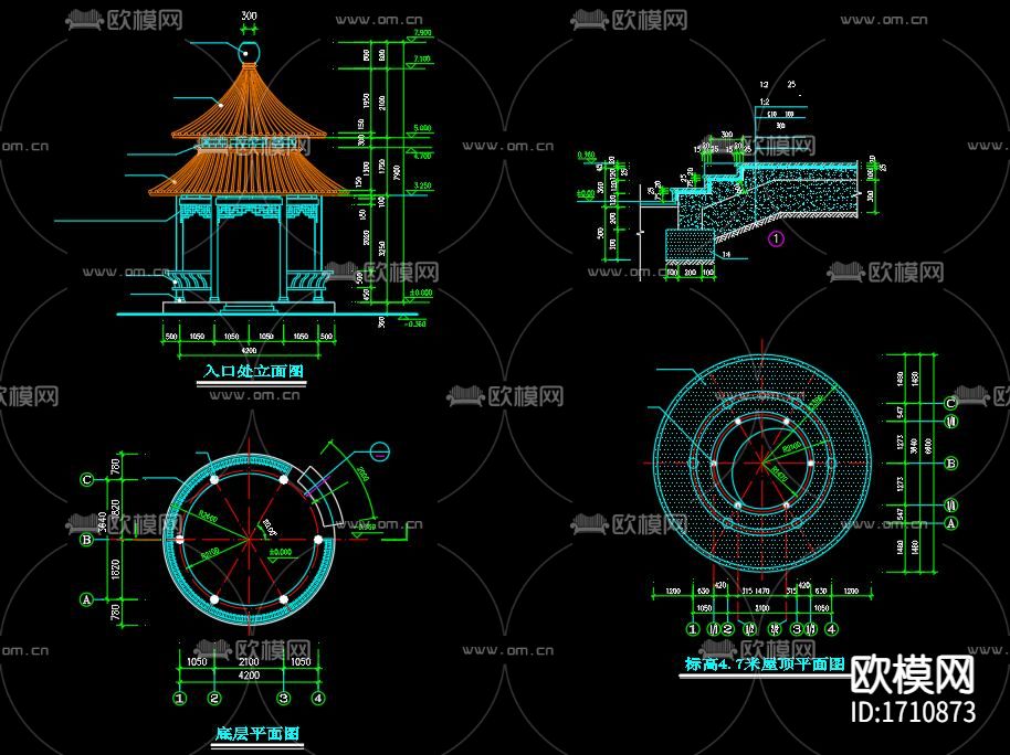 古建筑节点大样CAD施工图下载（渲染图3）