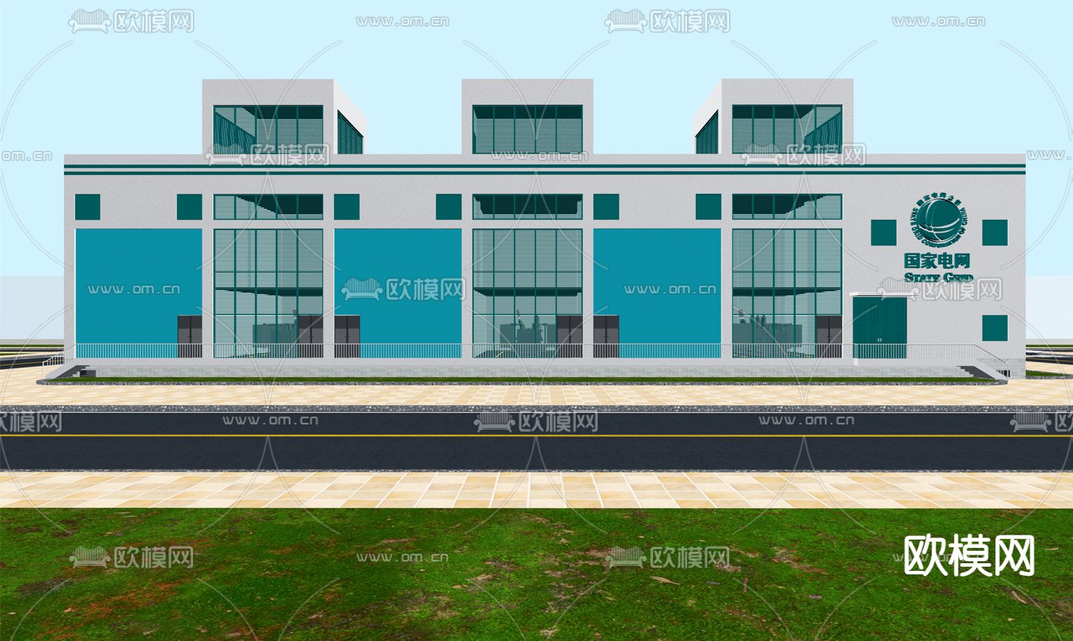 现代变电站变电所电厂免费3d模型下载（渲染图1）