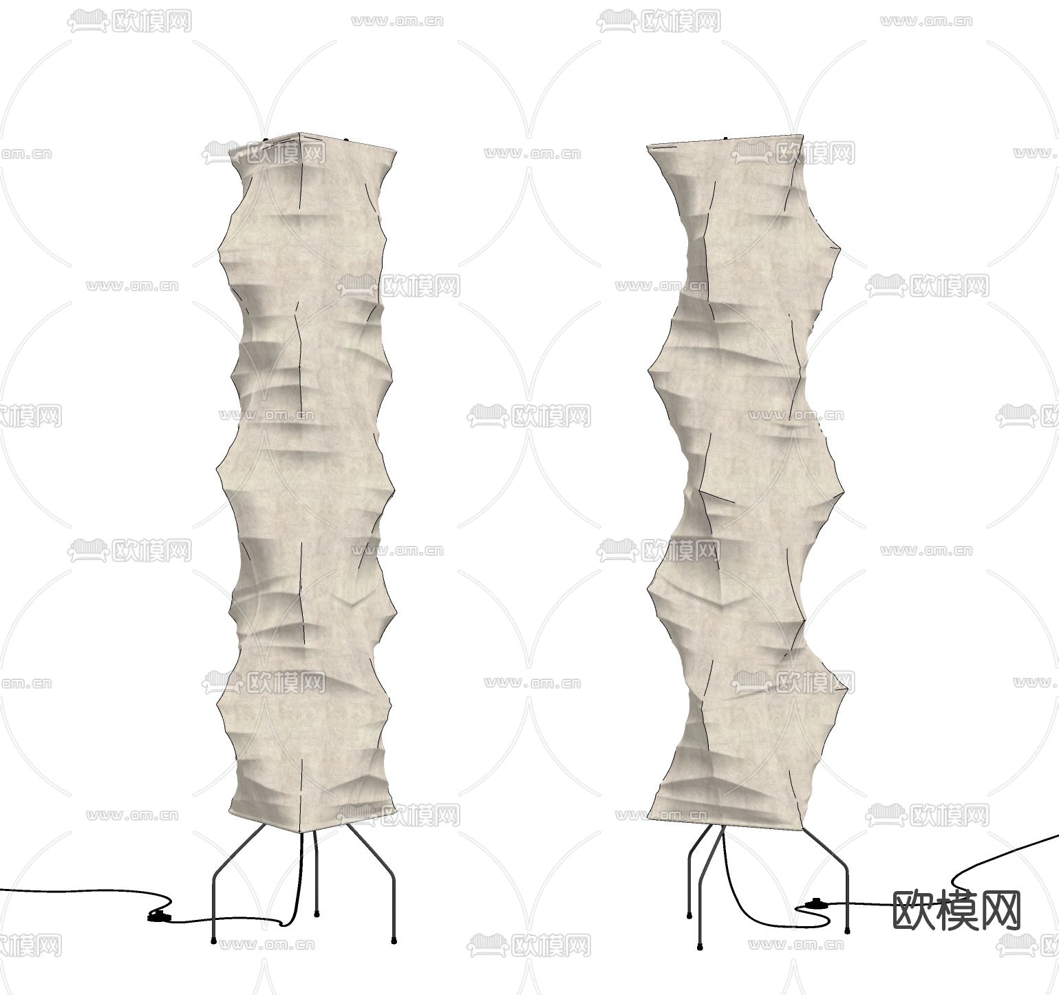现代纱布落地灯su模型下载（渲染图2）