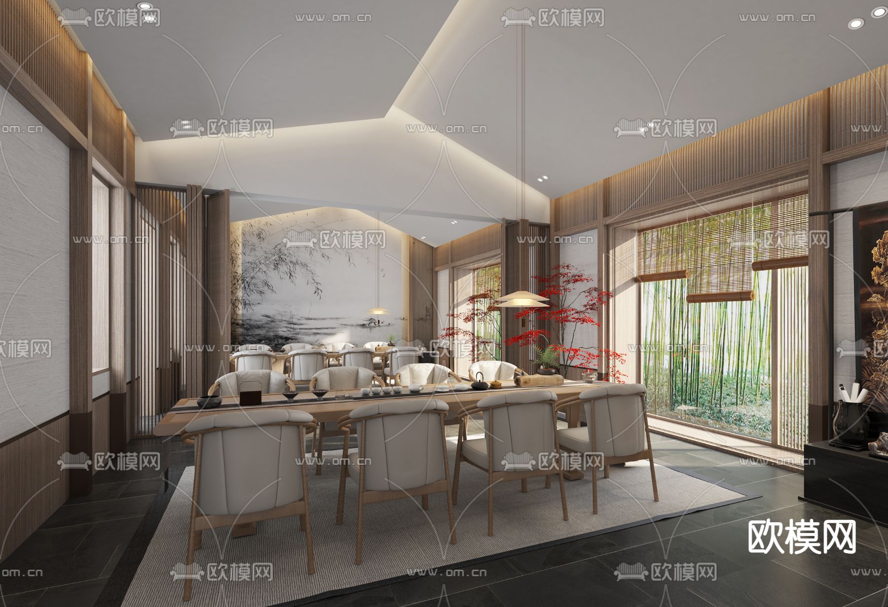 新中式茶楼会所3d模型