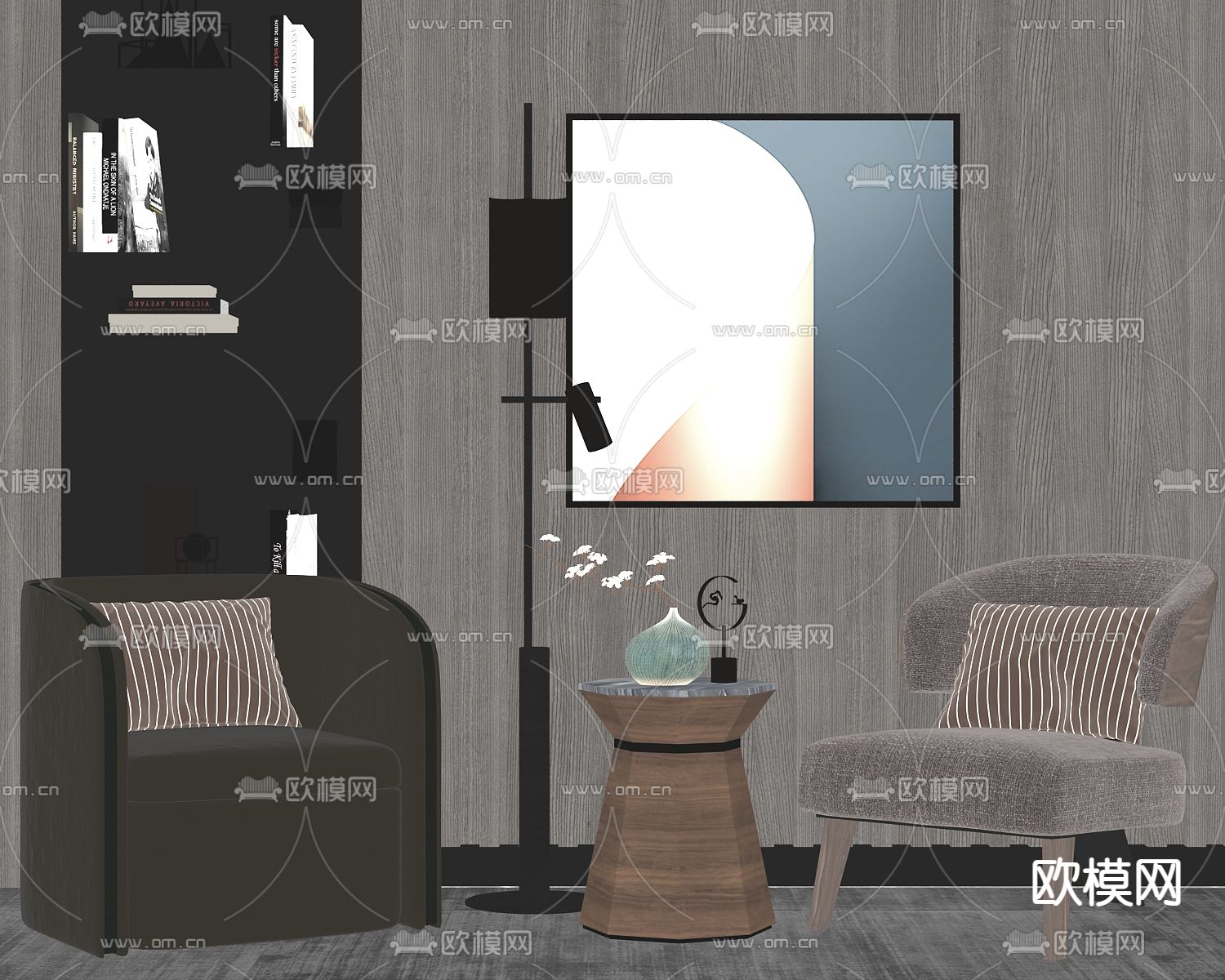 现代轻奢休闲沙发su模型下载（渲染图2）